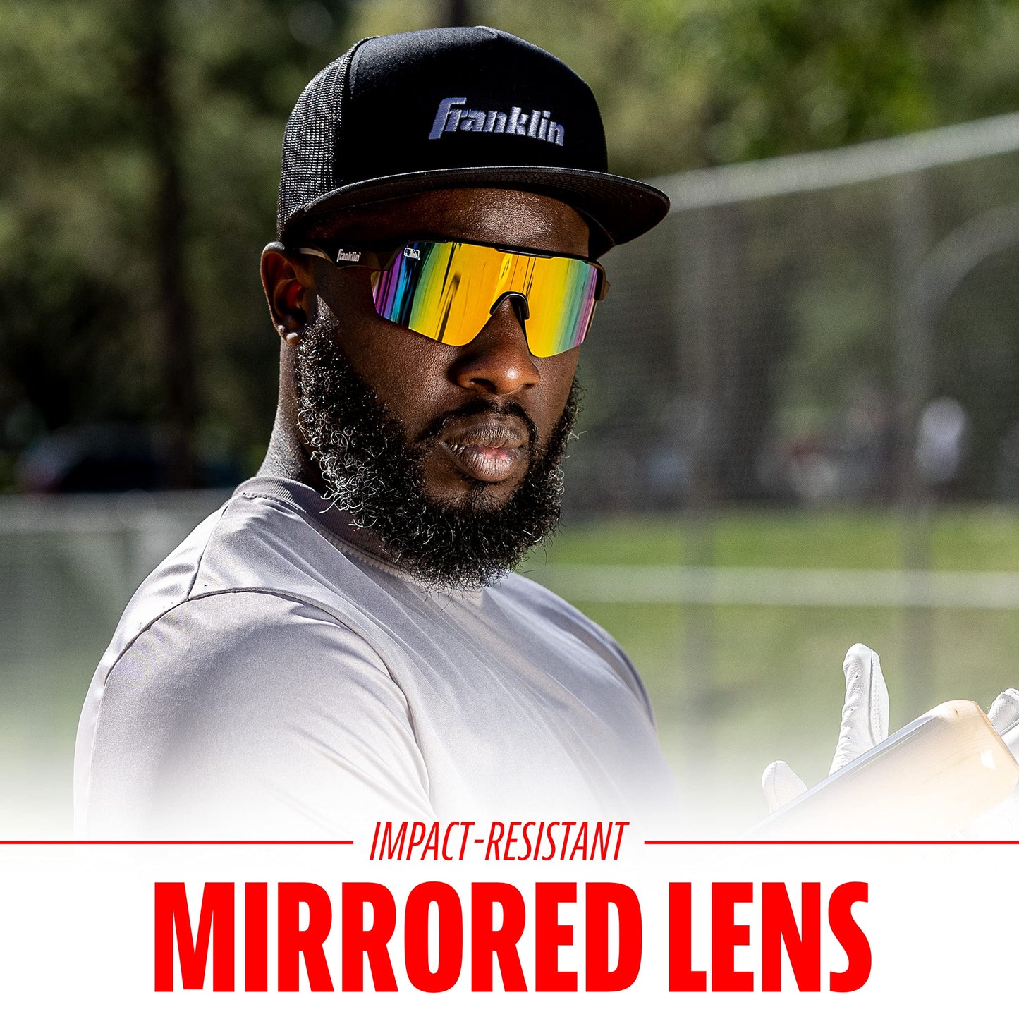 Franklin Sports Non Flip Round MLB Deluxe Pro Sunglasses, Black/Multi, One Size