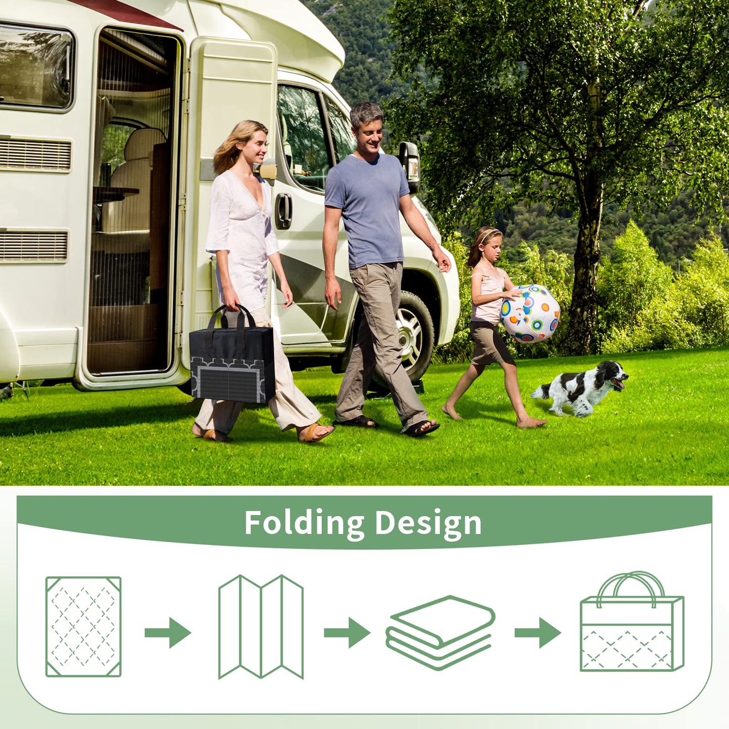 GENIMO Outdoor Rug Waterproof for Patio Decor, Foldable Reversible Plastic Straw Area Rugs Mat for Camper, Outside Carpet for Rv, Deck, Porch, Picnic, Beach, Balcony