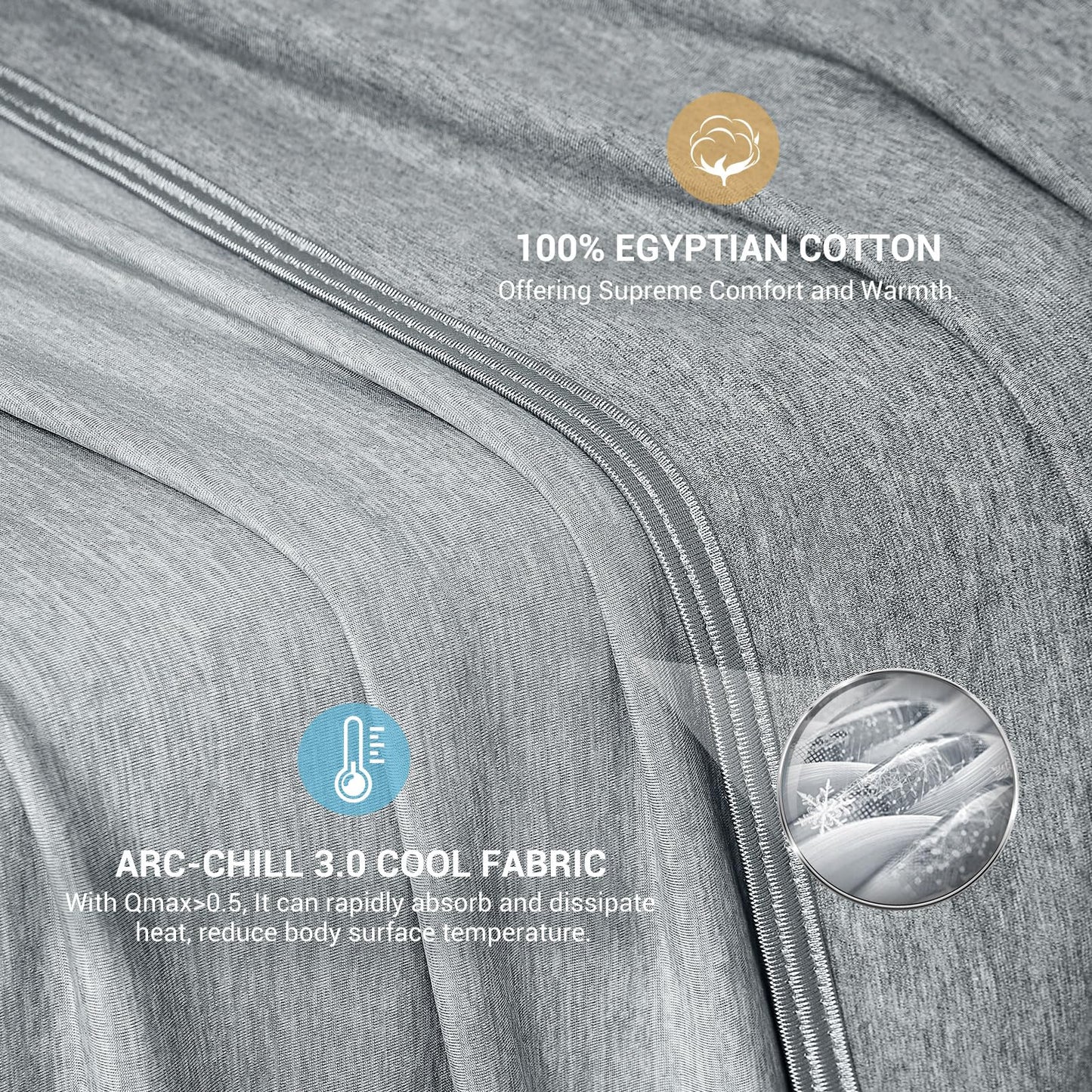 Elegear Cooling Blanket,Breathable Summer Blanket Lightweight Q-MAX>0.5,Arc-Chill Cool-to-Touch Technology Summer Cool Blanket Double Sided Design for Night Sweats Hot Sleepers,Grey,Queen,79X86 inch