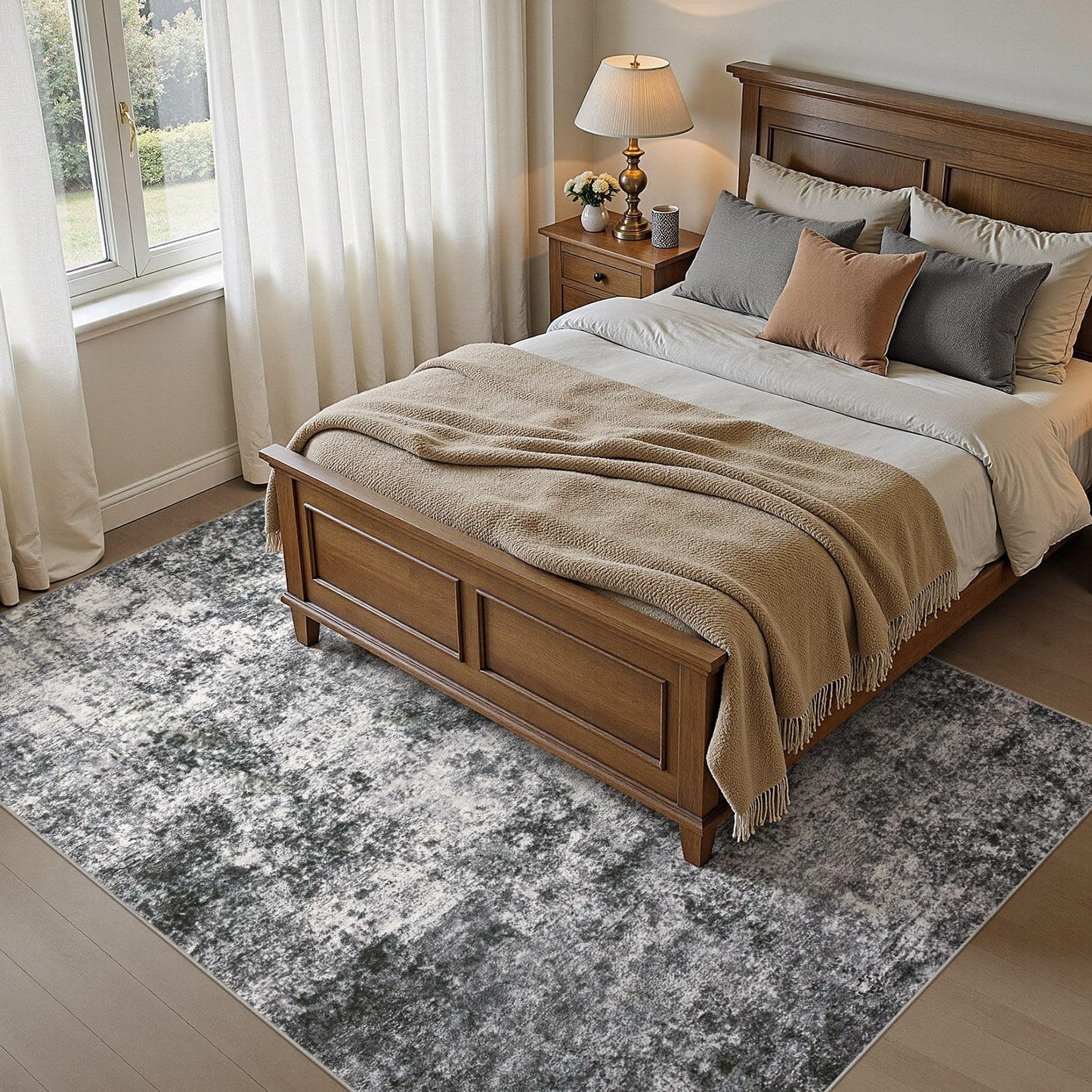 DMOYEST Area Rug Living Room Rugs - 5x7 Large Soft Indoor Neutral Modern Abstract Low Pile Washable Rug Carpet for Bedroom Dining Room Farmhouse Home Office - Grey