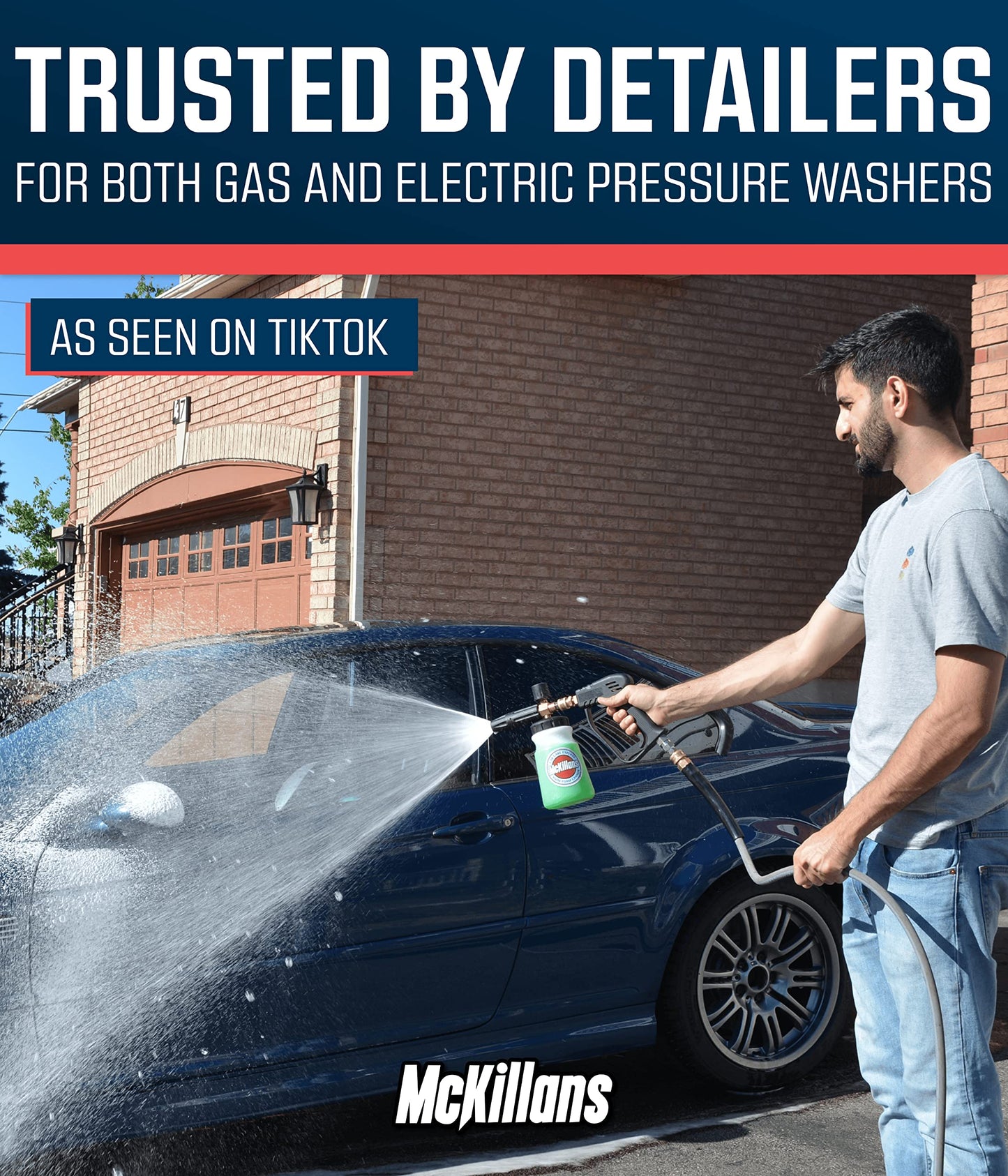 McKillans Foam Cannon for Pressure Washer (Wide Mouth) - Car Wash Snow Cannon Lance Pressure Washer Soap Dispenser for Car Washing with Adjustable Thick Foam + 1/4 Quick Connector
