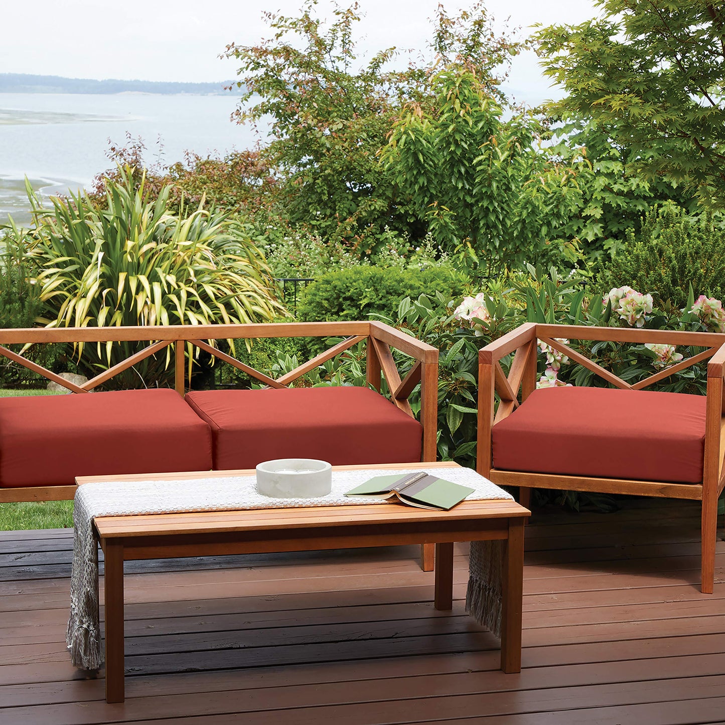 Classic Accessories Ravenna Water-Resistant Patio Seat Cushion Cover, 25 x 25 x 5 Inch, Spice