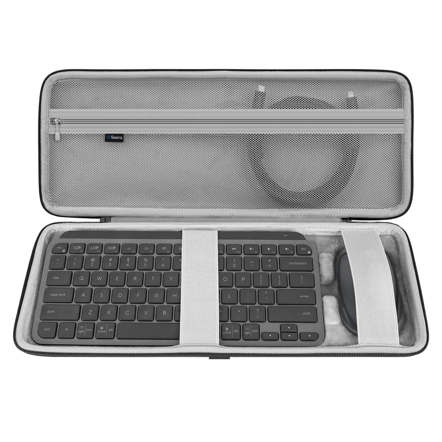 Geekria Keyboard Case, Hard Shell Protective Travel Bag Compatible with Logitech MX Keys Mini Minimalist Wireless Illuminated Keyboard and Logitech MX Anywhere 3 Mouse Combo Case (Dark Grey)