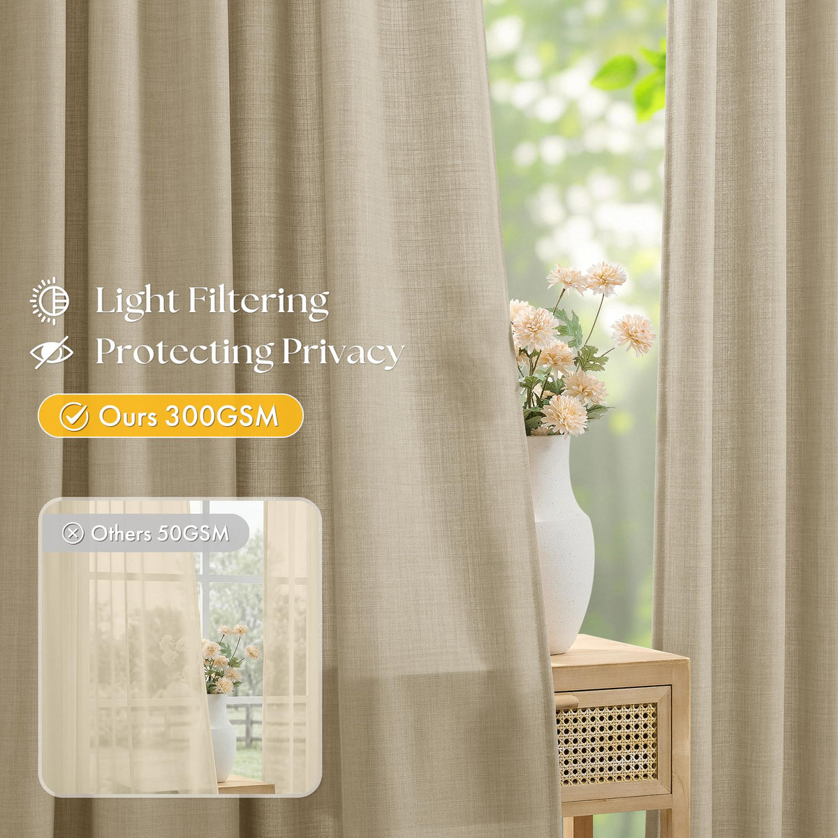 Pinch Pleated Curtains 84 Inch Length 2 Panels for Living Room Neutral Textured Pinch Pleat Curtains Cream Light Filtering Pleated Drapes 84 Inches Long Back Tab Hooks Clips Rings 40 Wx84 L Oatmeal