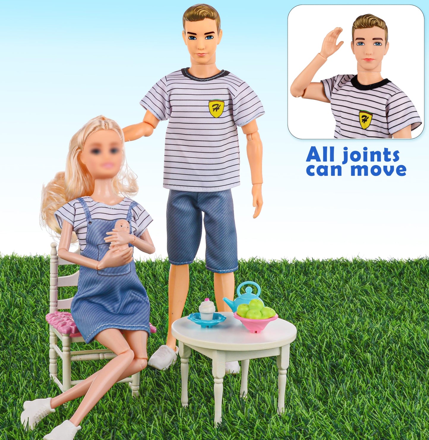 Family Dollhouse Dolls Playset - 6 People, Pets & Accessories for 3-12 Years Old | Toddler Gift with Pregnant Mom, Dad, 3 Kids, Dogs, and Interactive Play