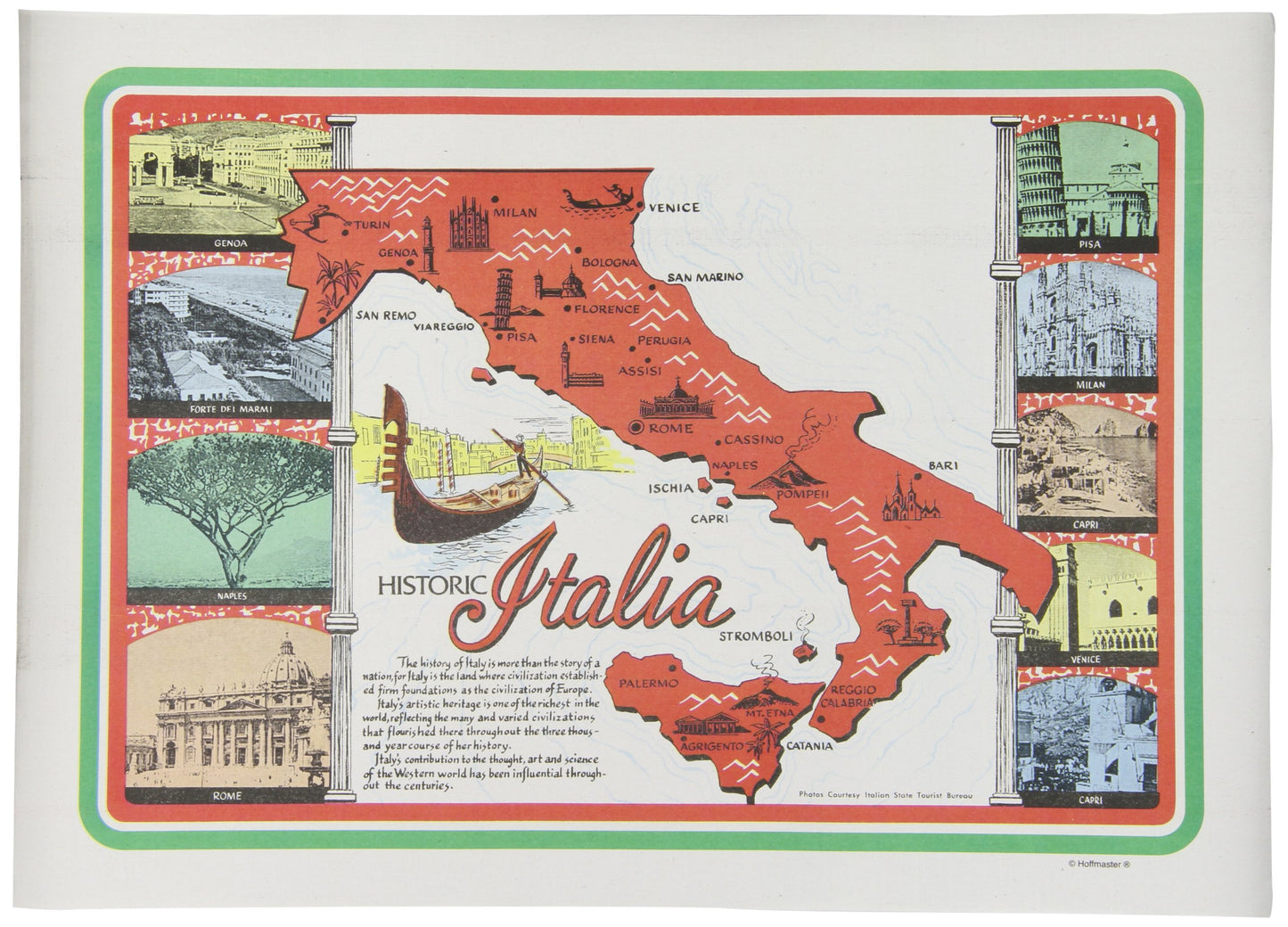 Hoffmaster 702022 Dollar Wise Recycled Paper Fashion Placemat, 14-Inch Length x 10-Inch Width, Historic Italia (Case of 1000)