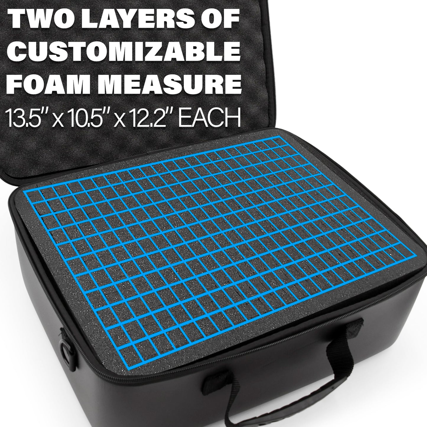 CASEMATIX Mixer Case Compatible With Behringer Flow 8 and Xenyx 802s, 502s, 1002sfx, 1202sfx and Audio Accessories with Two Customizable Foam Trays, Fits DJ Mixers up to 13.5" x 10.5" x 2.2", Black,