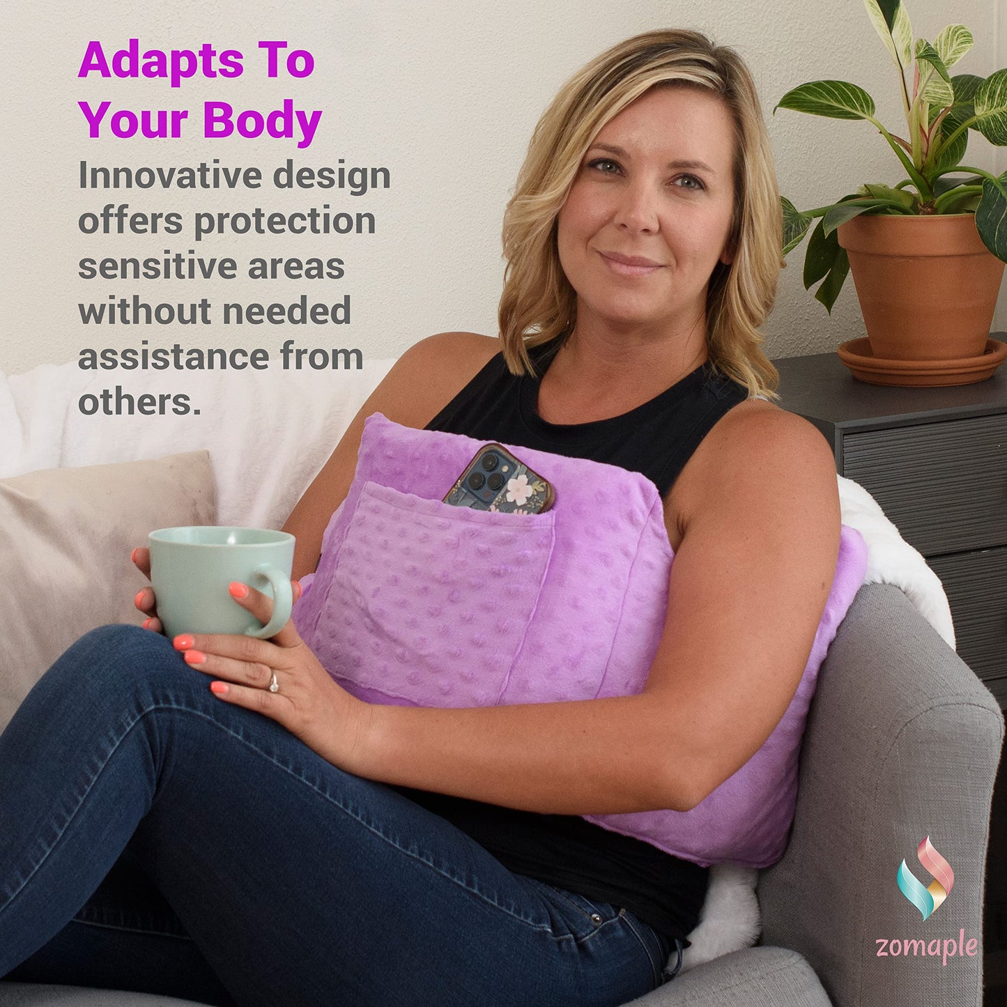 Zomaple Post Mastectomy Pillow, Lavender – Gentle Chest Protection for Sleep & Car Rides – Reduces Underarm Pressure, Cushions Everyday Bumps & Helps You Relax – Pillow for Mastectomy Recovery Support