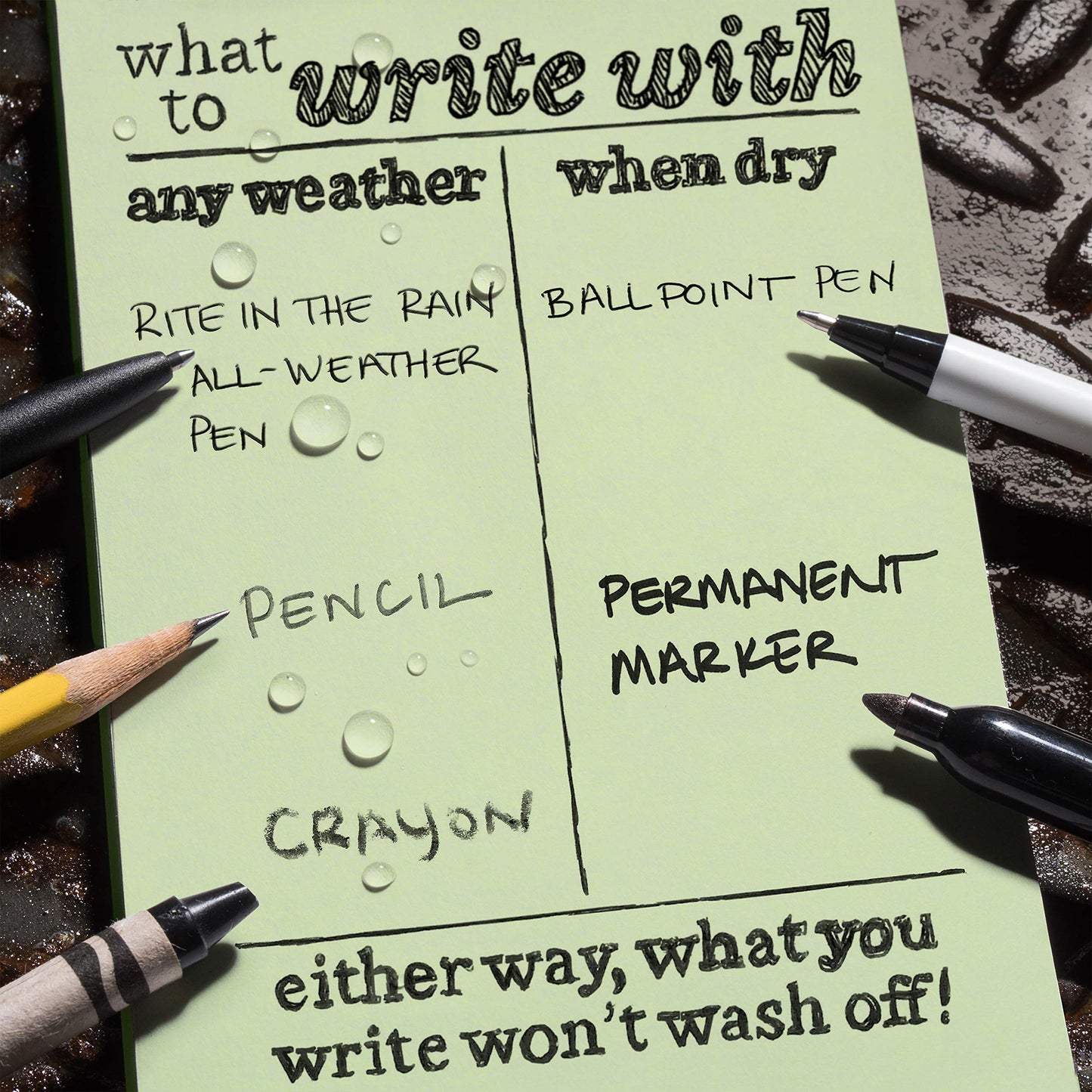 Rite in The Rain Weatherproof Top Spiral Notebook, 4" x 6", Green Cover, Universal Pattern, 6 Pack (No. 946L6)
