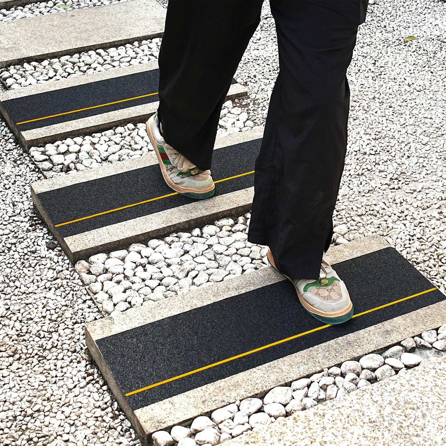COSIMIXO 6" x 30" 10Pack Anti Slip Stair Tread with Reflective Strips,Best Grip Non Skid Tape,Anti-Skid Tape, High Traction Adhesive for Stairs Step