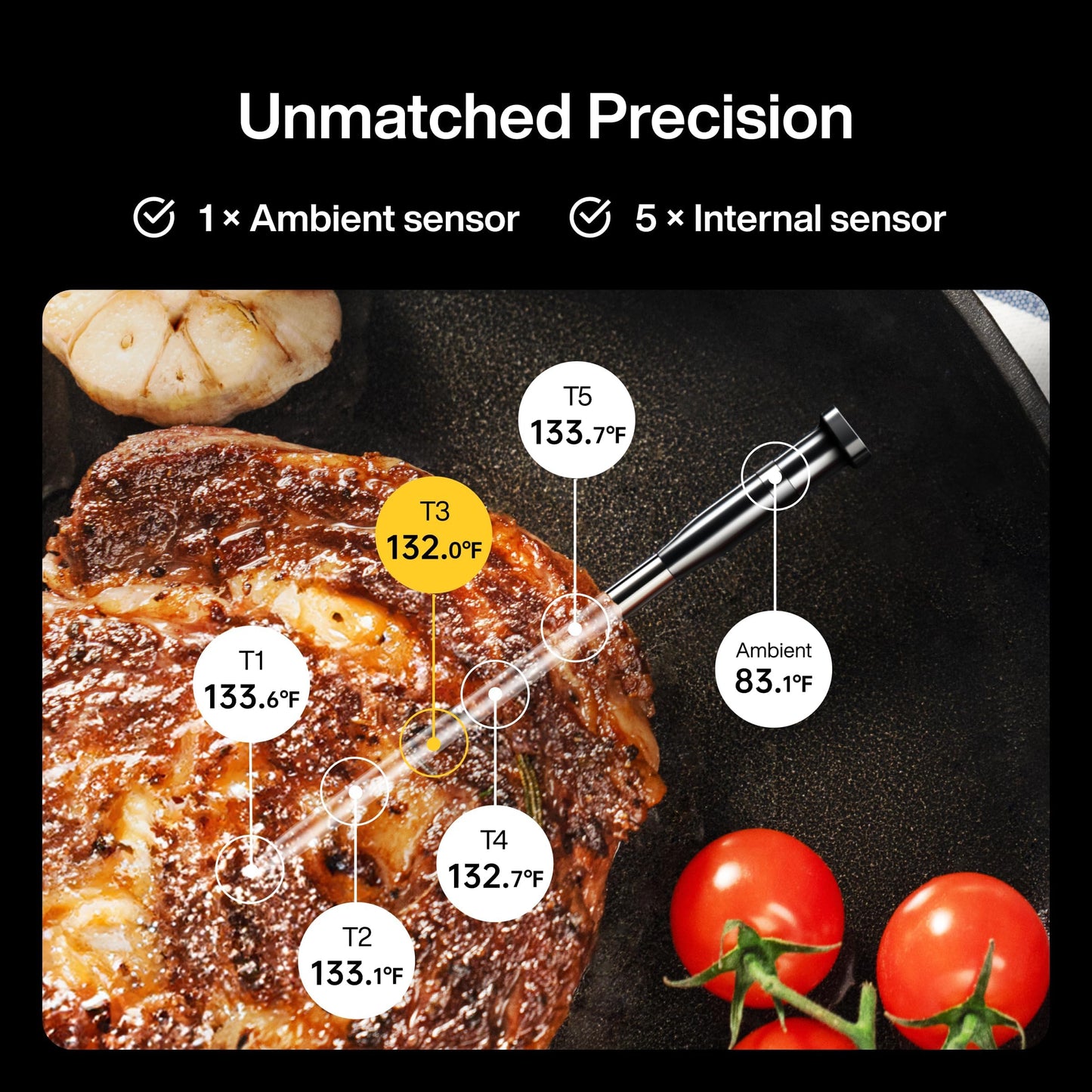 Typhur Sync One Meat Thermometer, Wireless Cooking with Base, WiFi & Bluetooth, Designed for Grilling and Baking Perfection