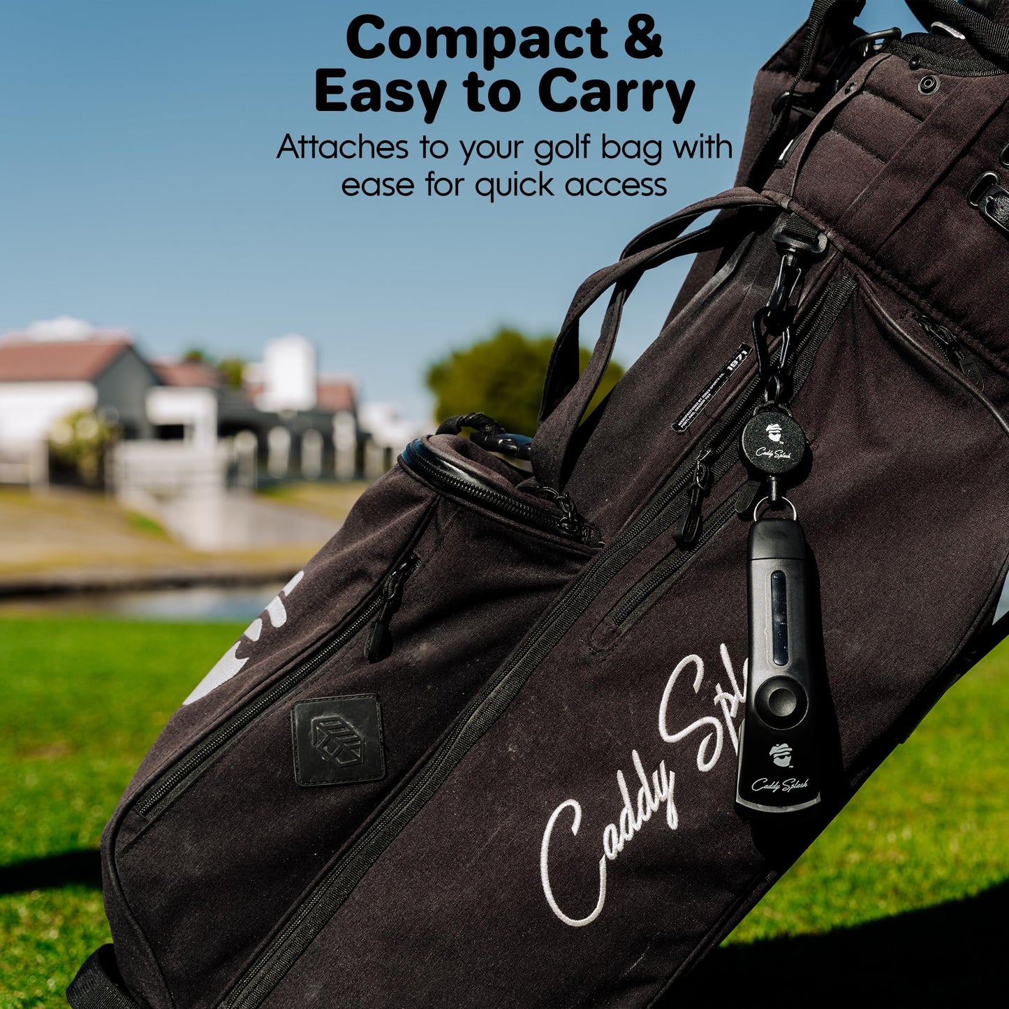 Caddy Splash Golf Club Brush Pro with Water (Black) - Heavy Duty Retractable Clip- Push Button for Easy Cleaning with Nylon Bristles - Holds 4 Oz Water - Golf Accessories - USA Company