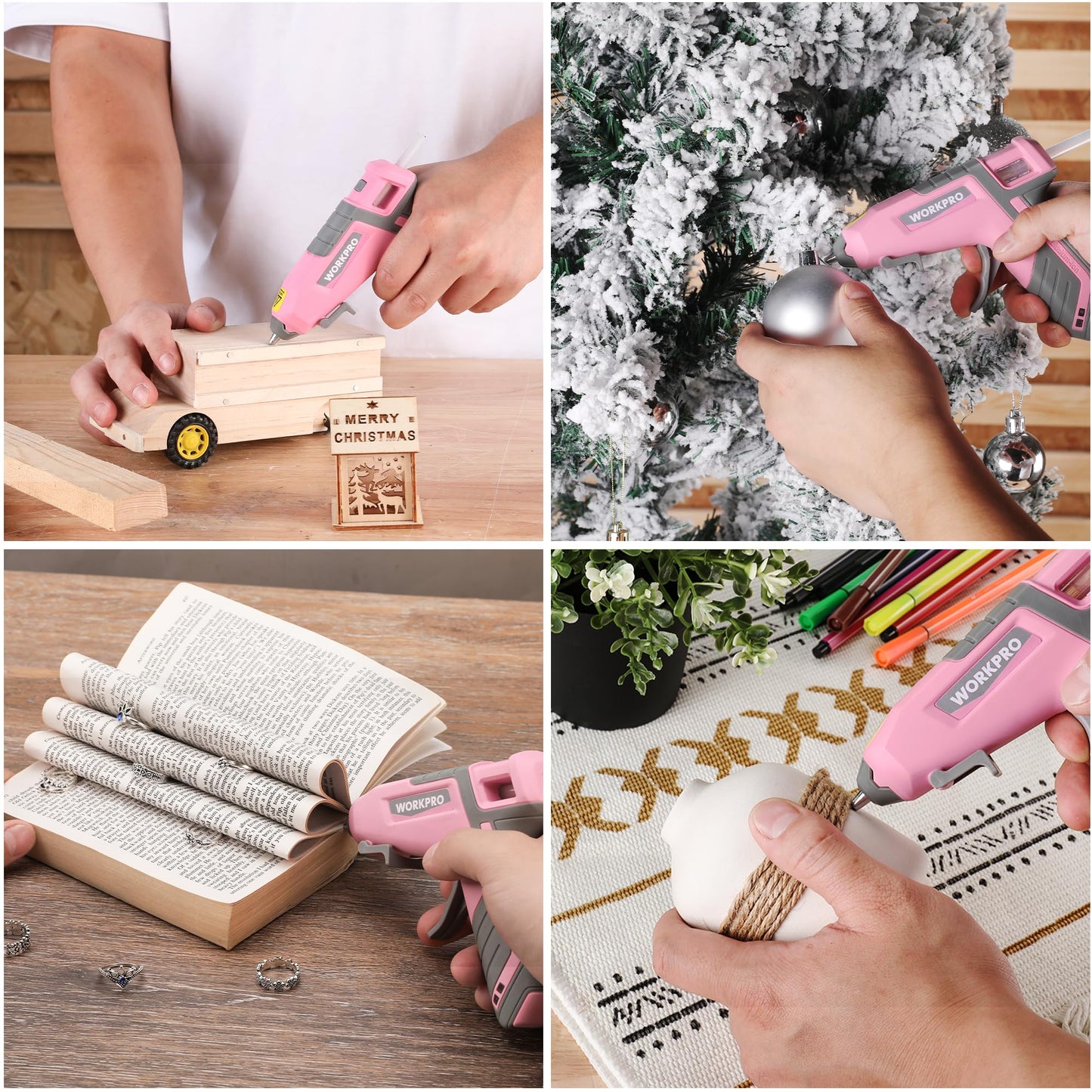 WORKPRO Cordless Hot Glue Gun, Fast Preheating, Smart Power-Off, and USB-C Rechargeable Glue Gun, Less-drip Hot Glue Gun Kit with 20 Pcs Premium Mini Glue Sticks for DIY, Crafting and Arts