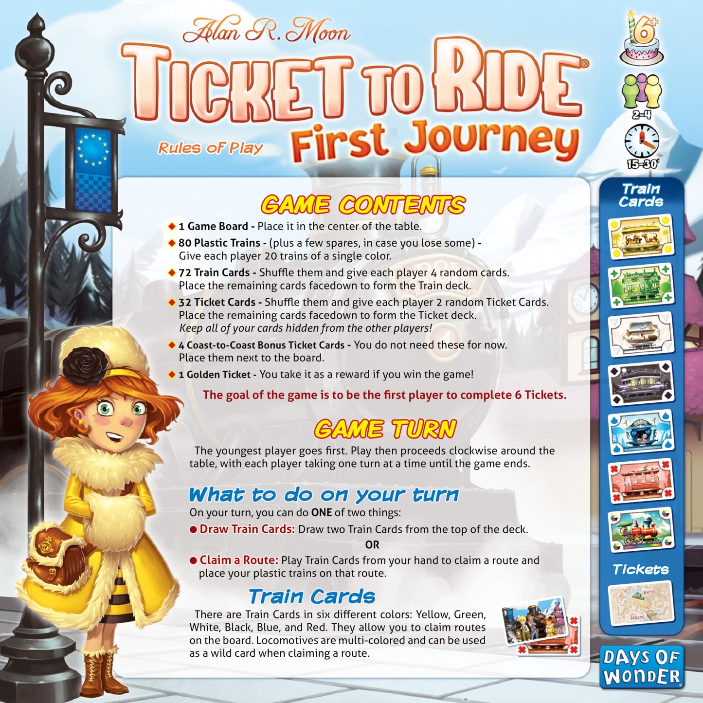 Ticket to Ride - First Journey - Europe (English) - Board Games - Strategy/Family - Introductory Train Adventure Games-Ages 6+ - 2 to 4 Players - 15 to 30 Minute Playtime - Made by Asmodee