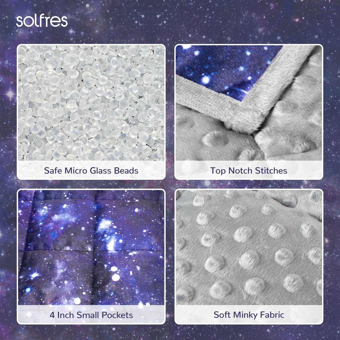 Solfres 7lbs Weighted Blanket, 41 x 60 Inches, Printing Heavy Blanket 7 Pounds, Ultra Soft and Cozy, Stars, Sensory Items, Universe Galaxy