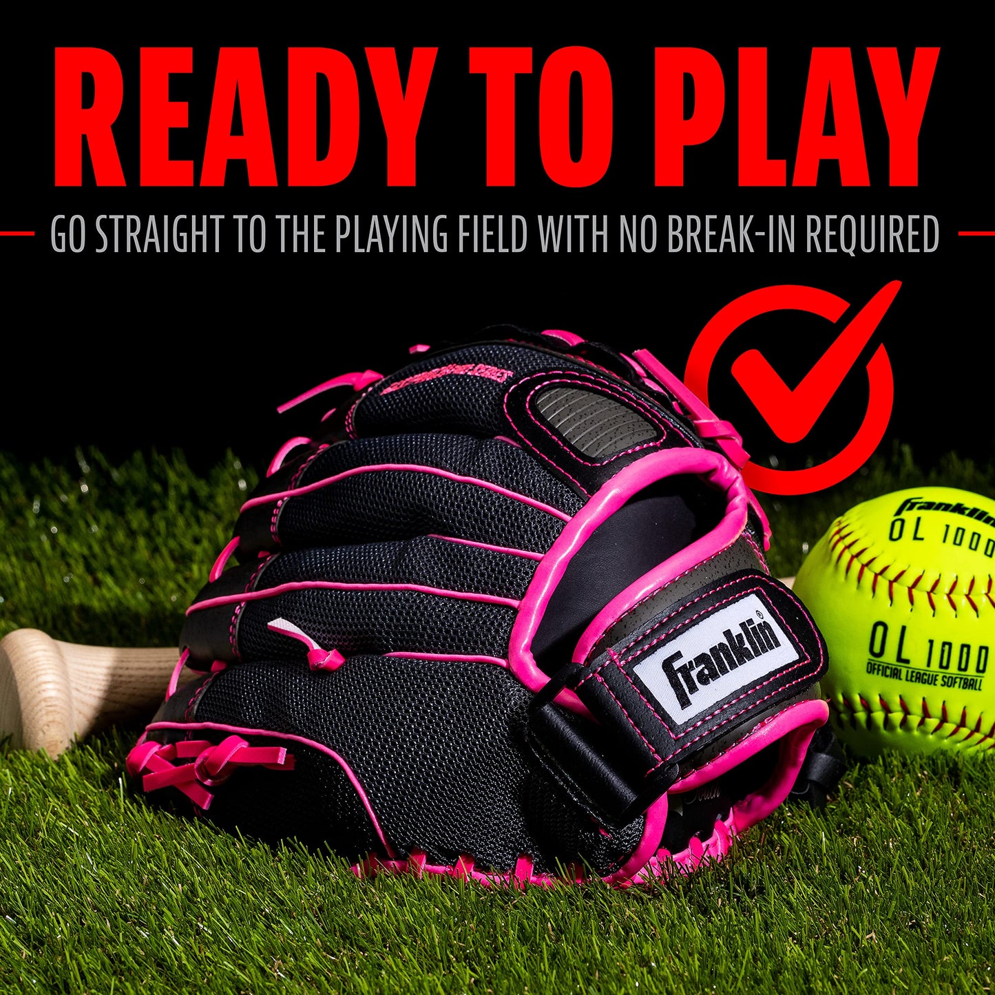 Franklin Sports Softball Glove - Left and Right Handed Softball Fielding Glove - Windmill Fastpitch Pro Series - Adult and Youth Fielding Glove - 12 Inch Right Hand Throw - Pink