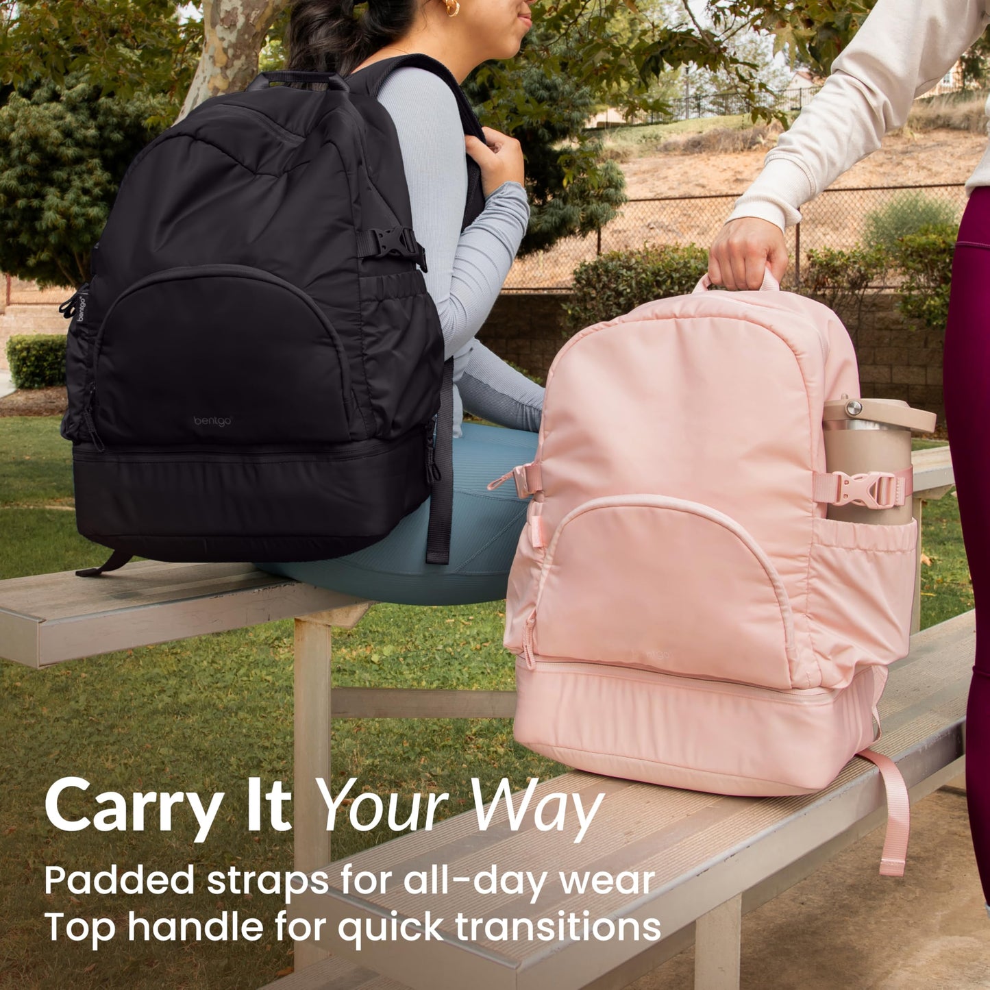 Bentgo® 2-in-1 Adult Backpack & Insulated Lunch Bag – Lightweight, Water-Resistant Travel Backpack with 9 Compartments, Laptop Sleeve & Trolley Sleeve for Work & Everyday Use (Soft Blush)
