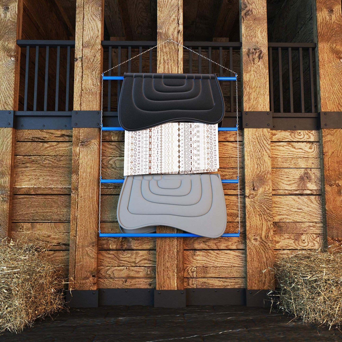 Echo Beach Equestrian Blanket Rack 33" (Black). Suitable for Horse Blankets, Saddle Blankets and Pads. Extra Wide Suitable for Western Saddle Pads