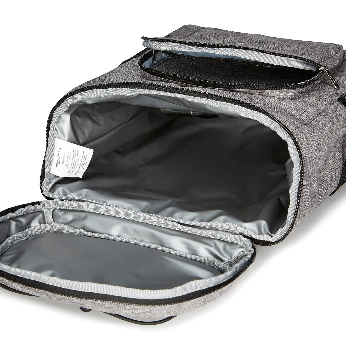Amazon Basics Insulated Cooler Backpack, Leak-Proof, 30 Can Capacity, Portable Soft Sided Cooler, Keeps Cold for Hours, Gray