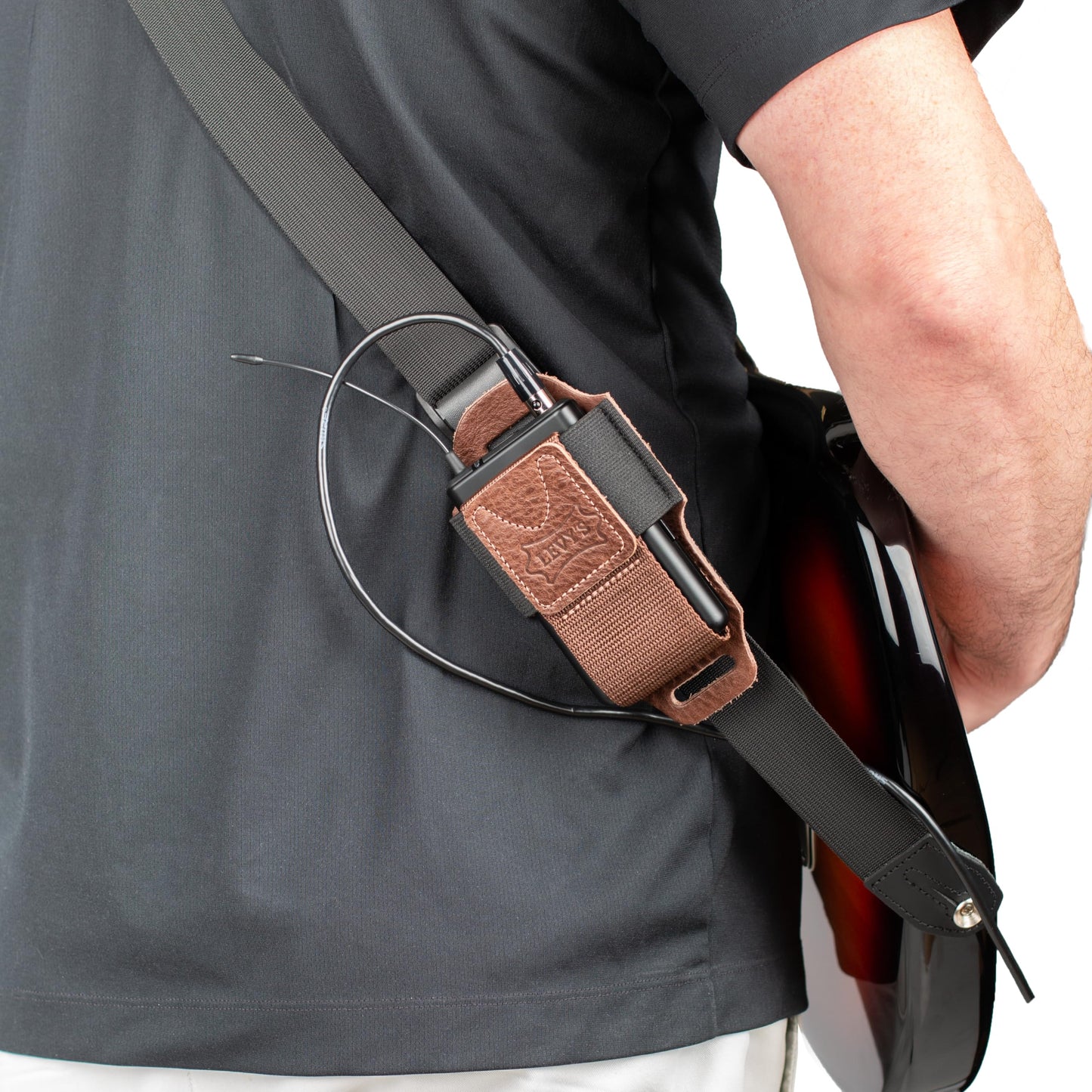 Wireless Transmitter Bodypack Holder – Brown Leather