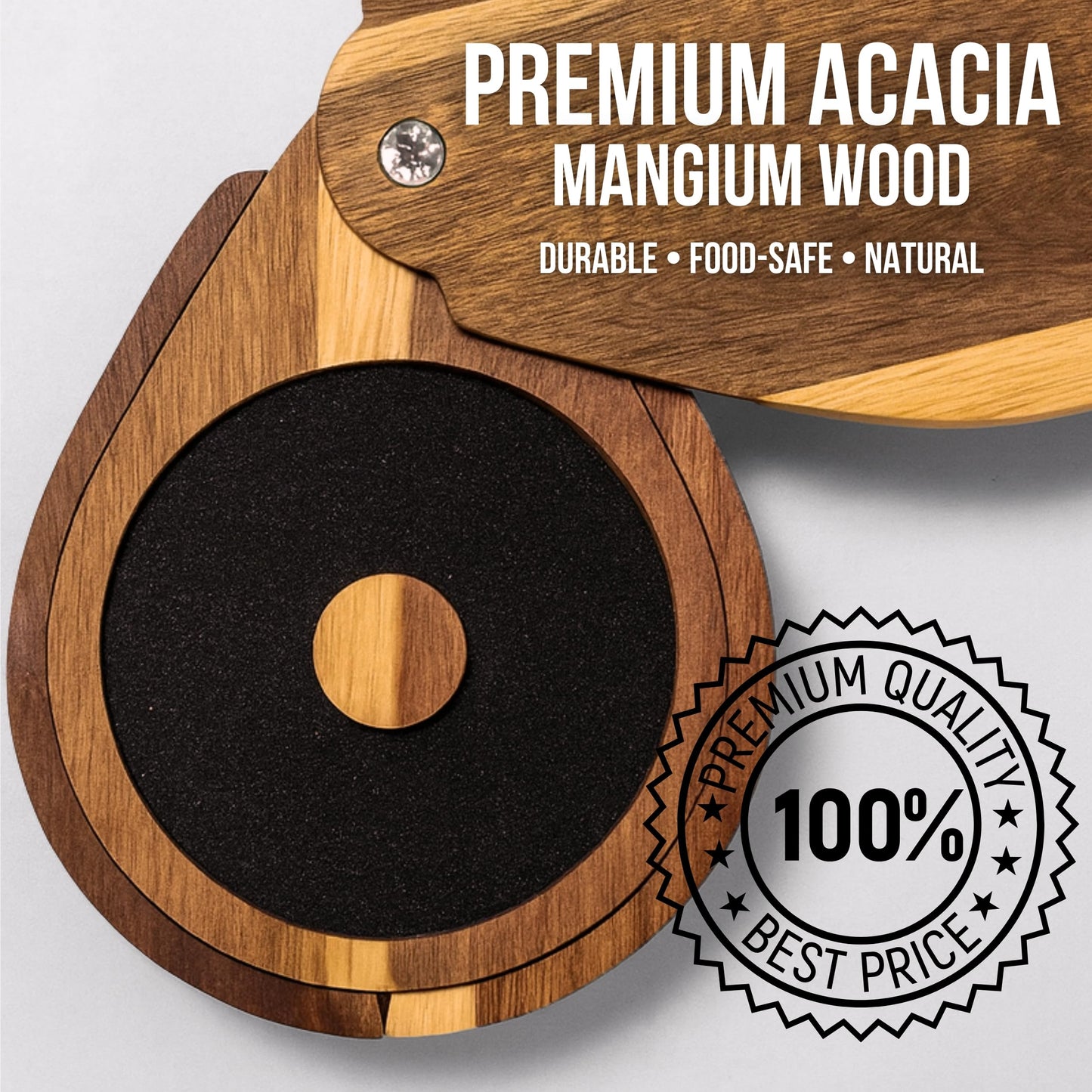 3-Tier Margarita Salt Wood Rimmer Tray Set – Brown Acacia Wood Cocktail Rimmer with Lid Includes 3 Sponges for Sugar Rimmer for Cocktails Rim Salt for Cocktails Margarita Gift Sets