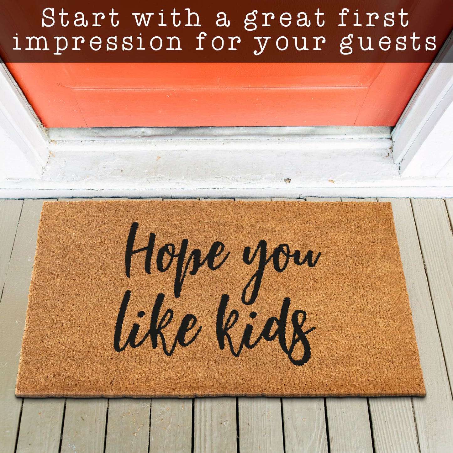 Hope You Like Kids Doormat 30x17 Inch, Funny Coir Mat Front Door, Hope You Like Kids Welcome Mat with Thick Non-Slip PVC Backing, Funny Coir Mat, Entrance Mat Outdoor