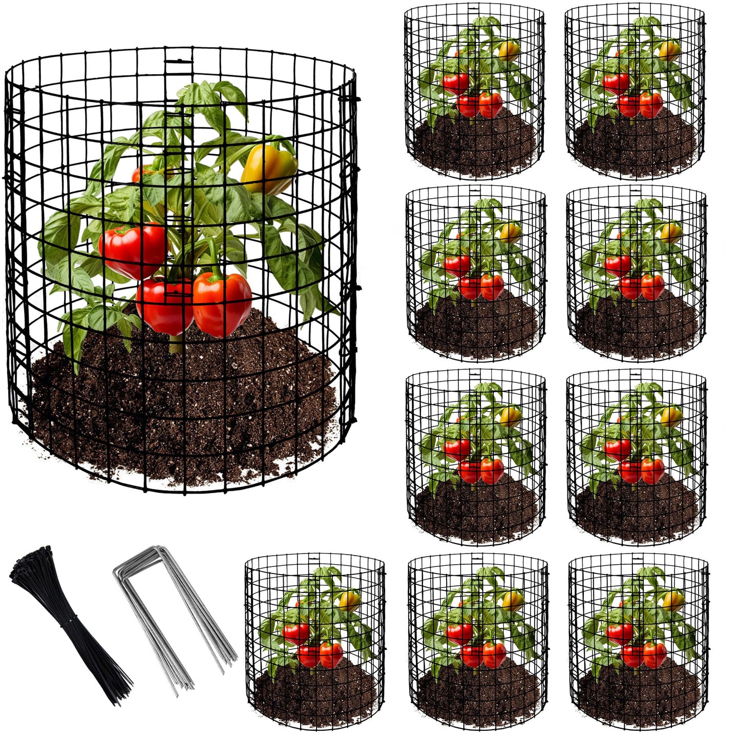 10 Packs Wire Plant Protector from Animals - 12" H X 12" D Metal Mesh Plant Cage Covers - Sturdy Garden Bunny Barricades Chicken Wire Cloche for Plants Shrubs Vegetables Flowers