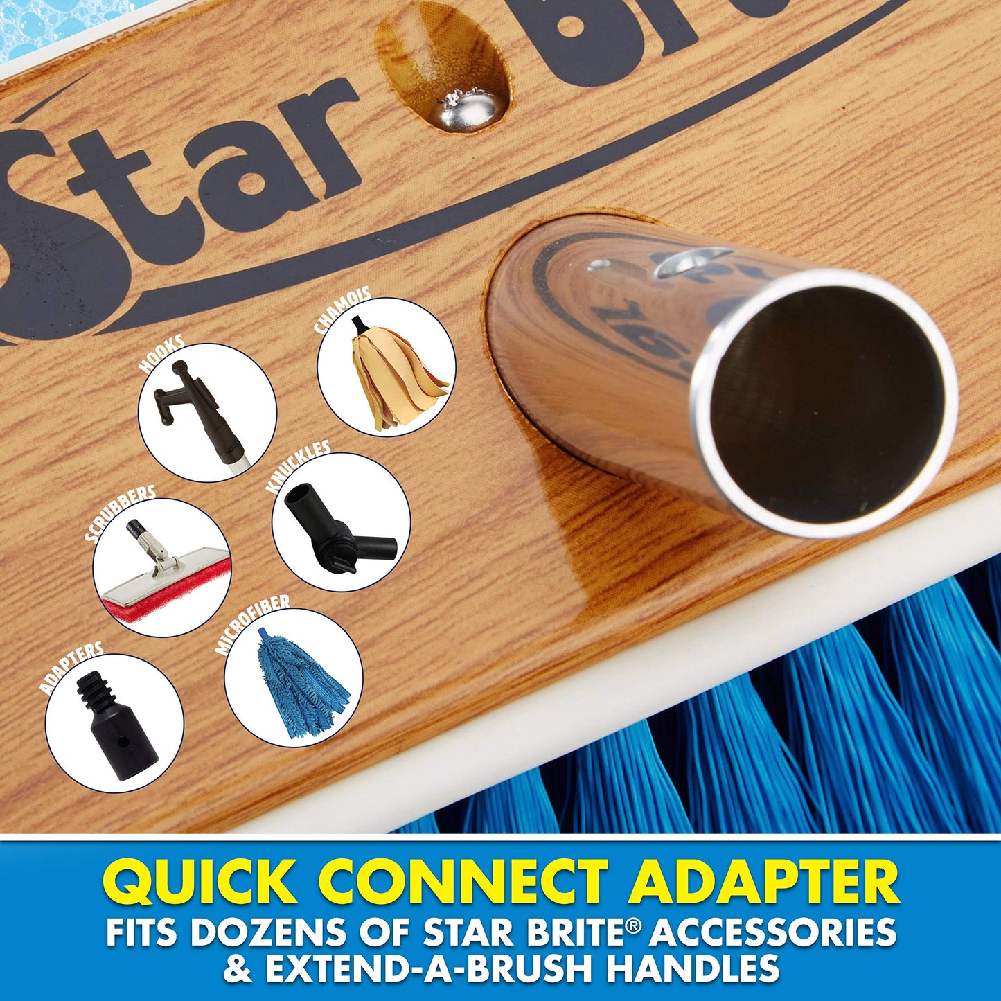 Star brite 040171 Synthetic Wood Brush, Medium, Blue, 8"