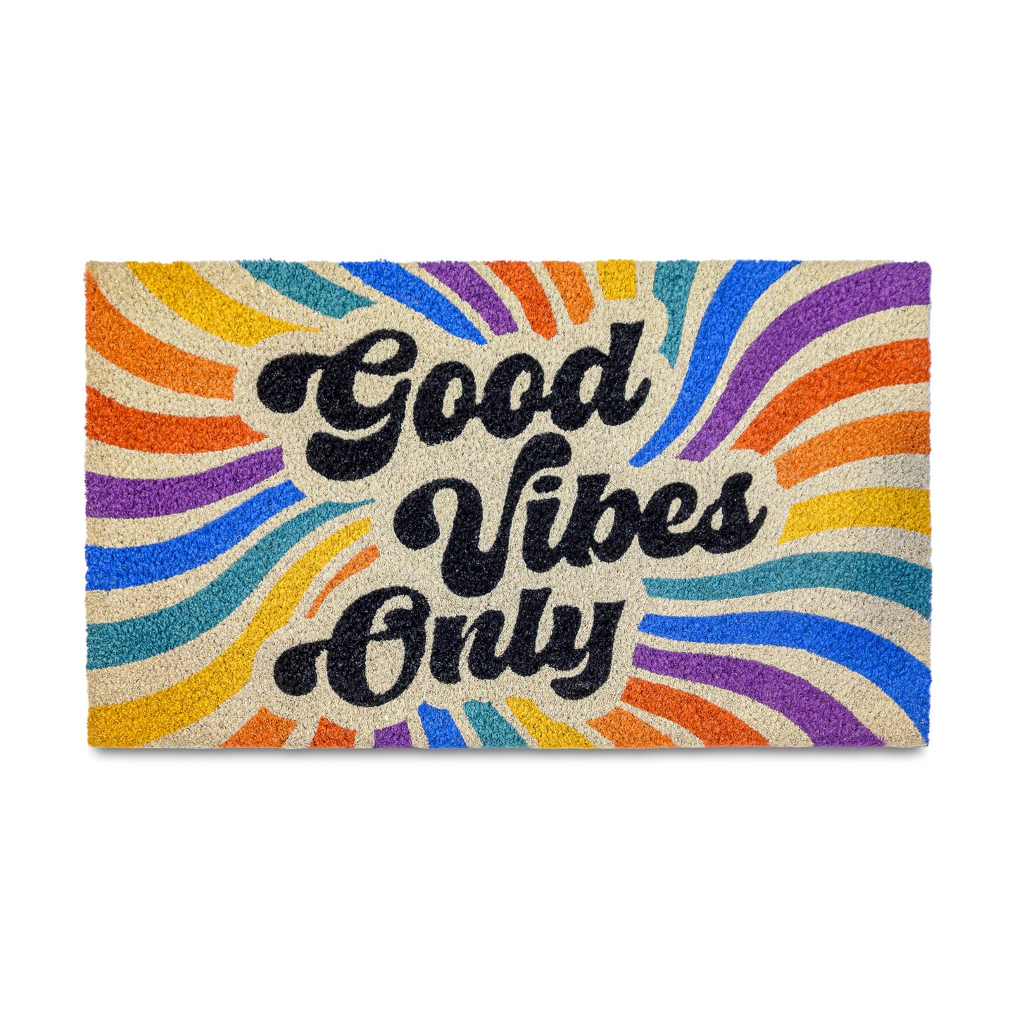 Good Vibes Only Door Mat 30x17 Inch, Good Vibes Welcome Mat for Covered Outdoor Entrance, Funny Outdoor Doormat w/Non-Slip Backing
