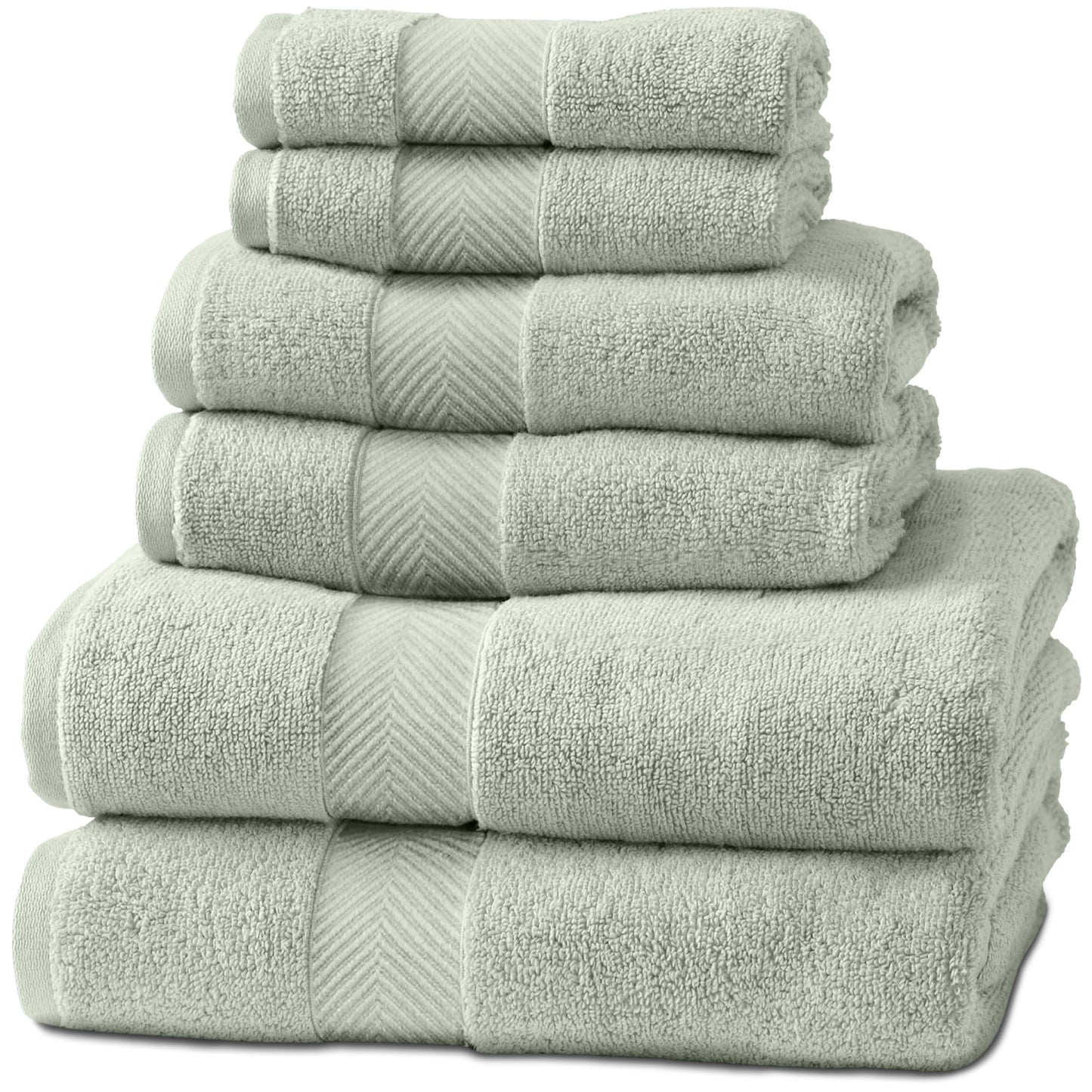 Natureva Home - Bamboo Bath Towels, Set of 6 | Super Absorbent, Quick Dry, Extra Plush | Bamboo Viscose & Zero-Twist Cotton Soft Blend | 700 GSM Luxury Shower Bathroom Towel | Colour Eucalyptus
