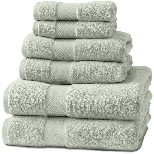 Natureva Home - Bamboo Bath Towels, Set of 6 | Super Absorbent, Quick Dry, Extra Plush | Bamboo Viscose & Zero-Twist Cotton Soft Blend | 700 GSM Luxury Shower Bathroom Towel | Colour Eucalyptus