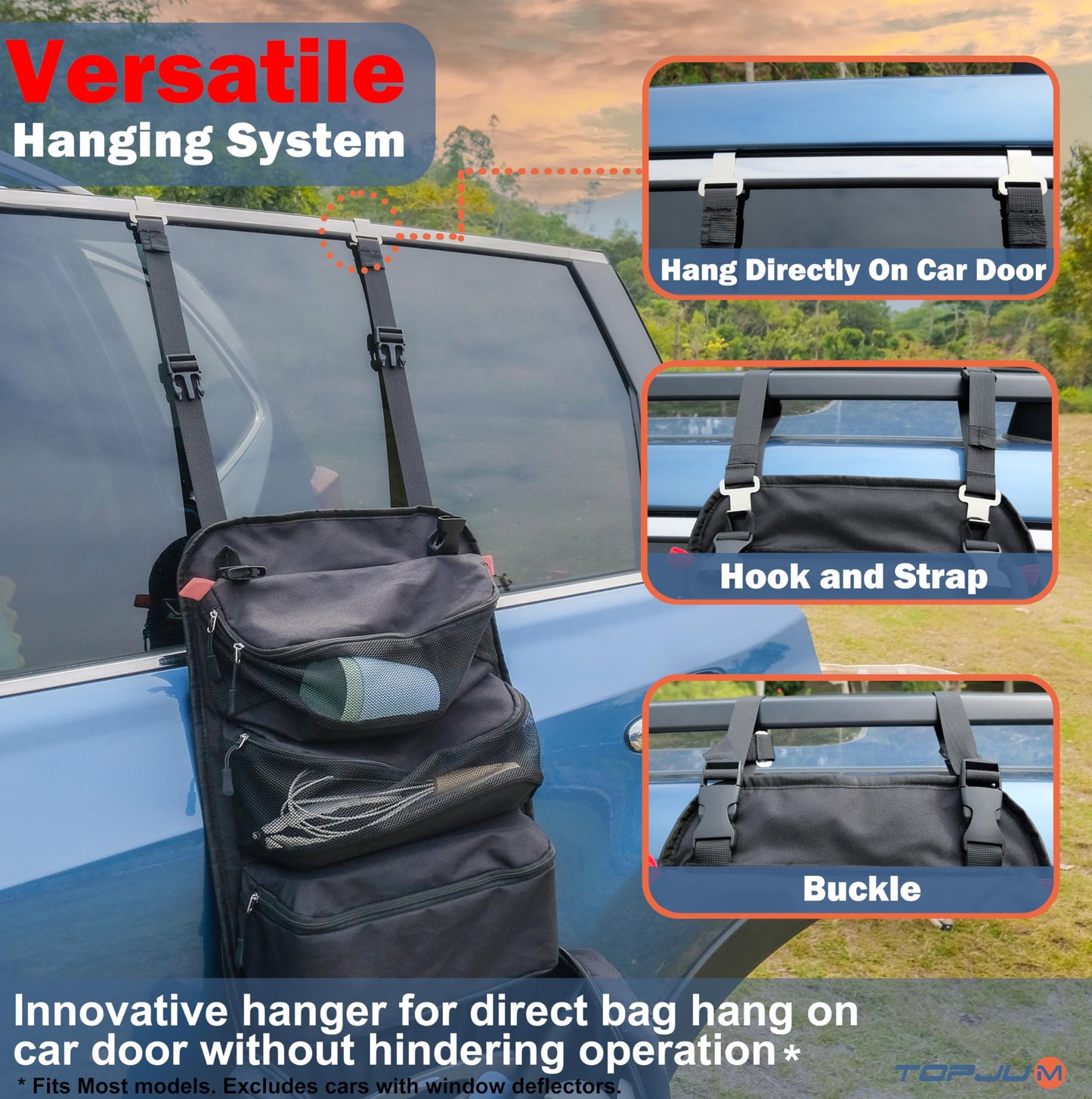 TOPJUM Camp Kitchen Organizer, Cooking Tools Storage Caddy Bag, Multi-Pockets, Paper Towel Holder, Portable Hanging Kitchen Caddy for Camping Utensils, Cookware & BBQ Essentials, Bag Only