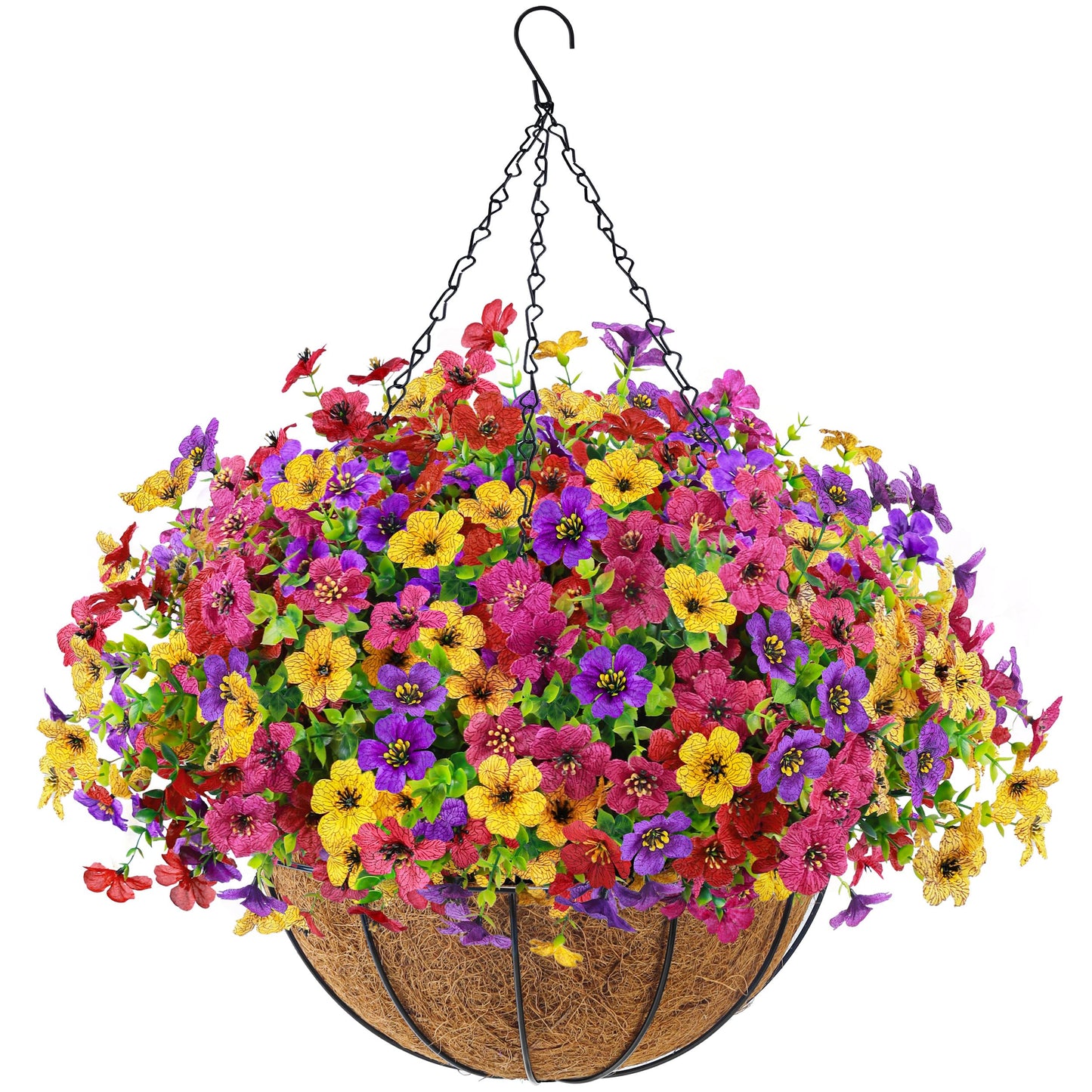 Der Rose Artificial Flowers for Outdoors Hanging Basket, Fake Flowers UV Resistant for Garden Front Porch Patio Balcony Decor