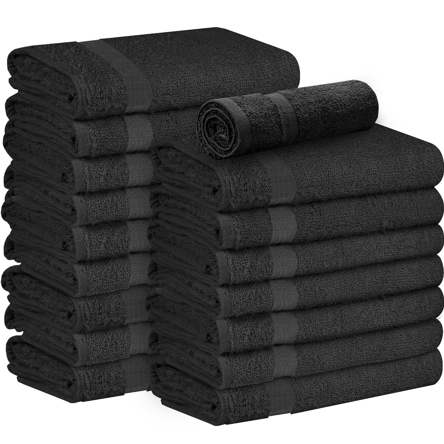 ZOYER Cotton Salon Towels (24 Pack, Black) - Not Bleach Proof Gym Towel - Hand Towel - 16 inches x 27 inches - Ring Spun-Cotton, Maximum Softness and Absorbency, Easy Care