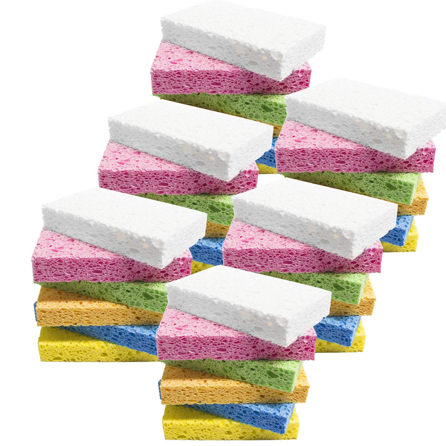 ARCLIBER Cleaning Scrub Sponge,Cellulose Non-Scratch for Kitchen,Bathroom,Cars,Colorful Compressed Sponge (36 Pack)