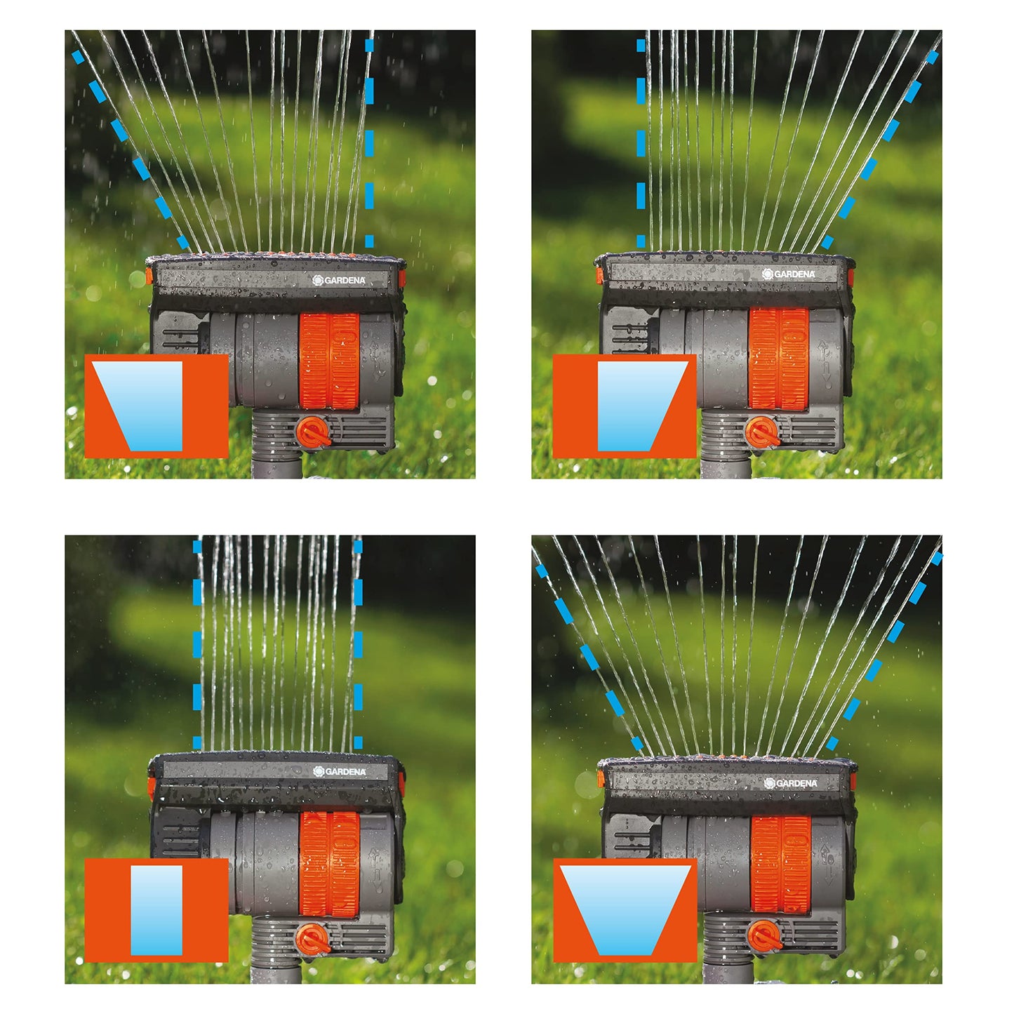 Gardena N83-SZMXFP Frost-Proof ZoomMaxx Oscillating Sprinkler on Spike, 2,300 Sq. Ft. Coverage, Spike Base for Flexible and Precise Watering, Includes Waterstop Quick Connector, Made in Germany