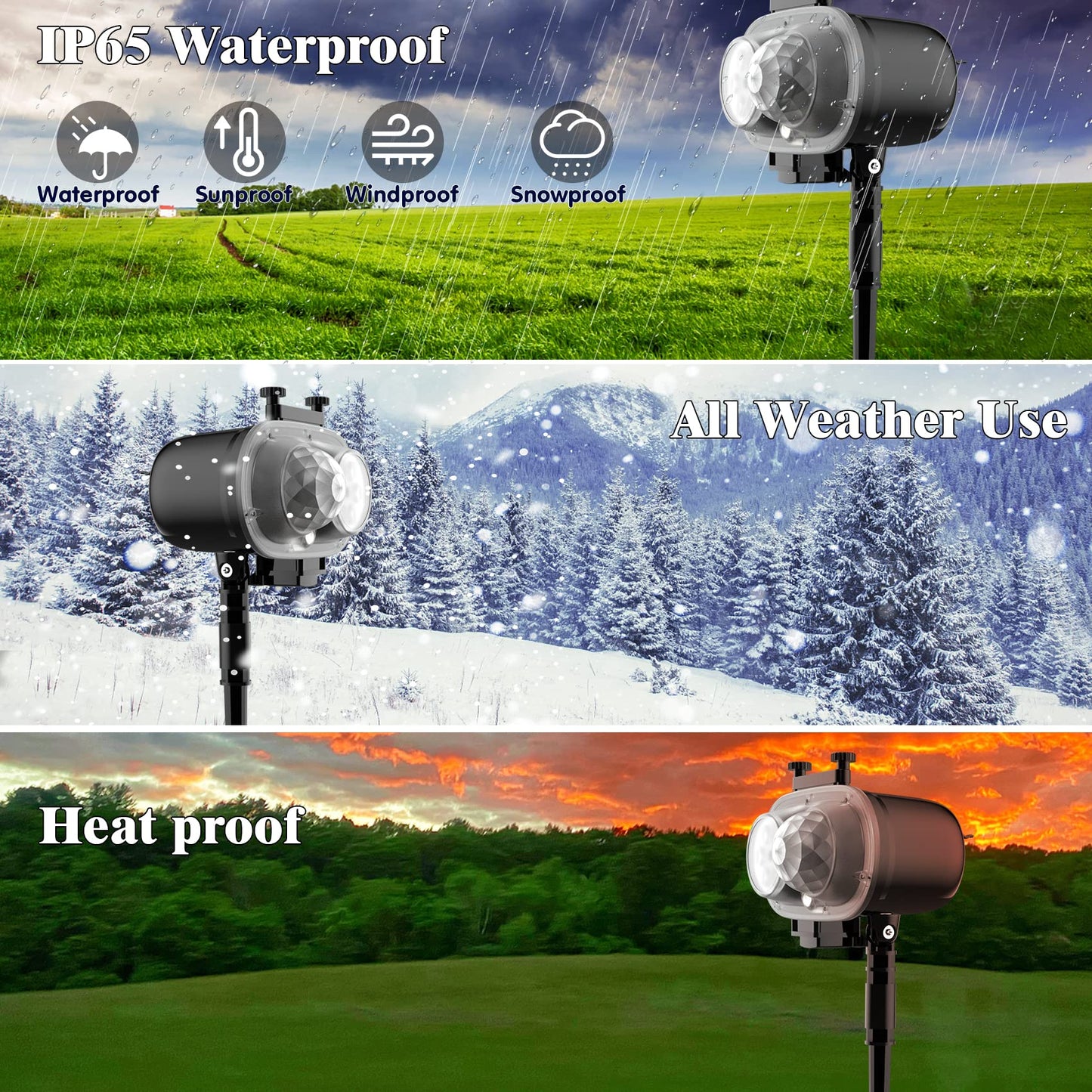 Christmas Projector Lights Outdoor,Holiday Lights Projector with Remote Control Timer, 26 HD Effects (3D Ocean Wave & Patterns) Waterproof Landscape Lights for Xmas Halloween Party Garden Decorations