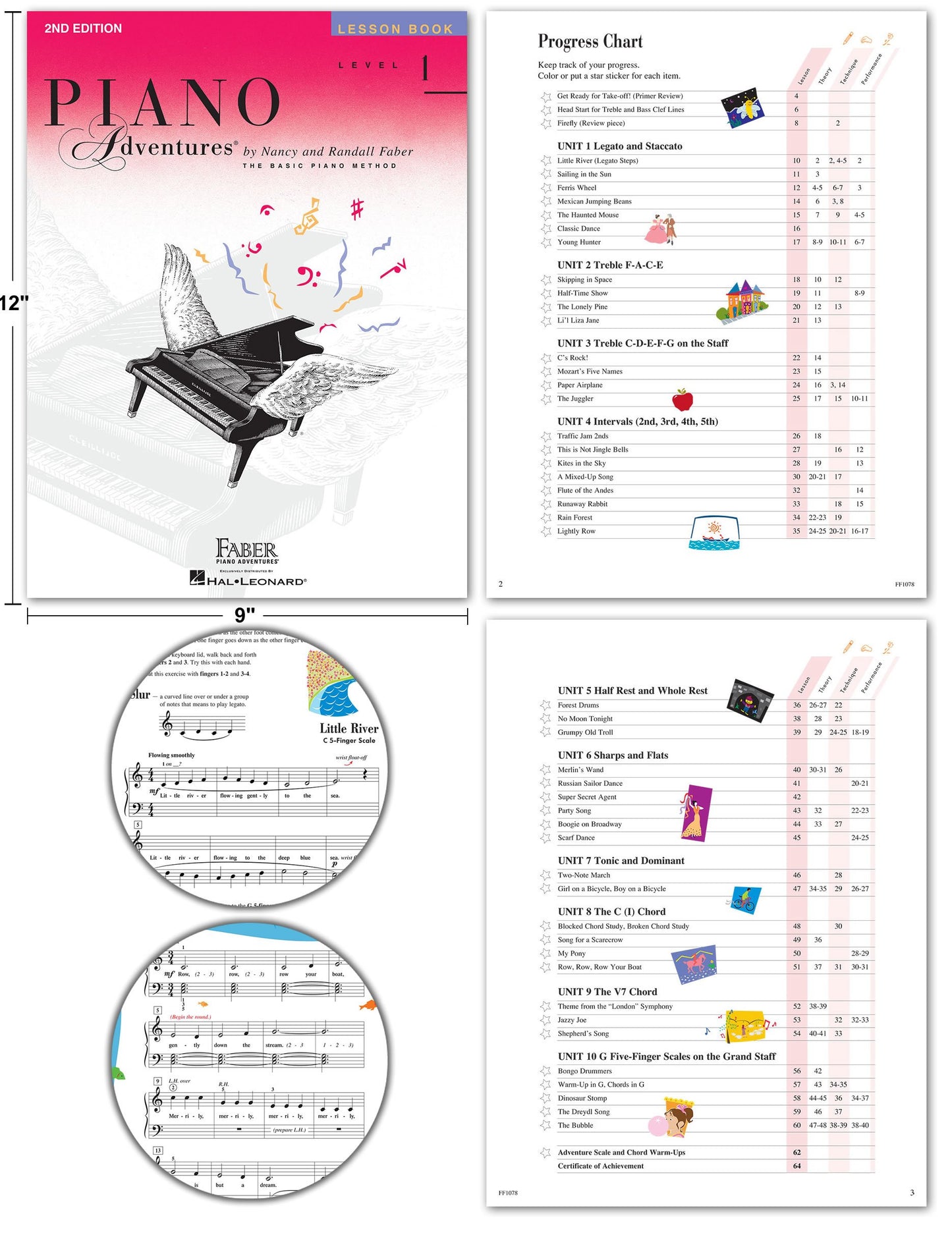 Piano Adventures Level 1 2nd Edition Bundle Set By Nancy Faber - Lesson, Theory, Performance, Technique & Artistry Books & Juliet Music Piano Keys 88/61/54/49 Full Set Removable Sticker