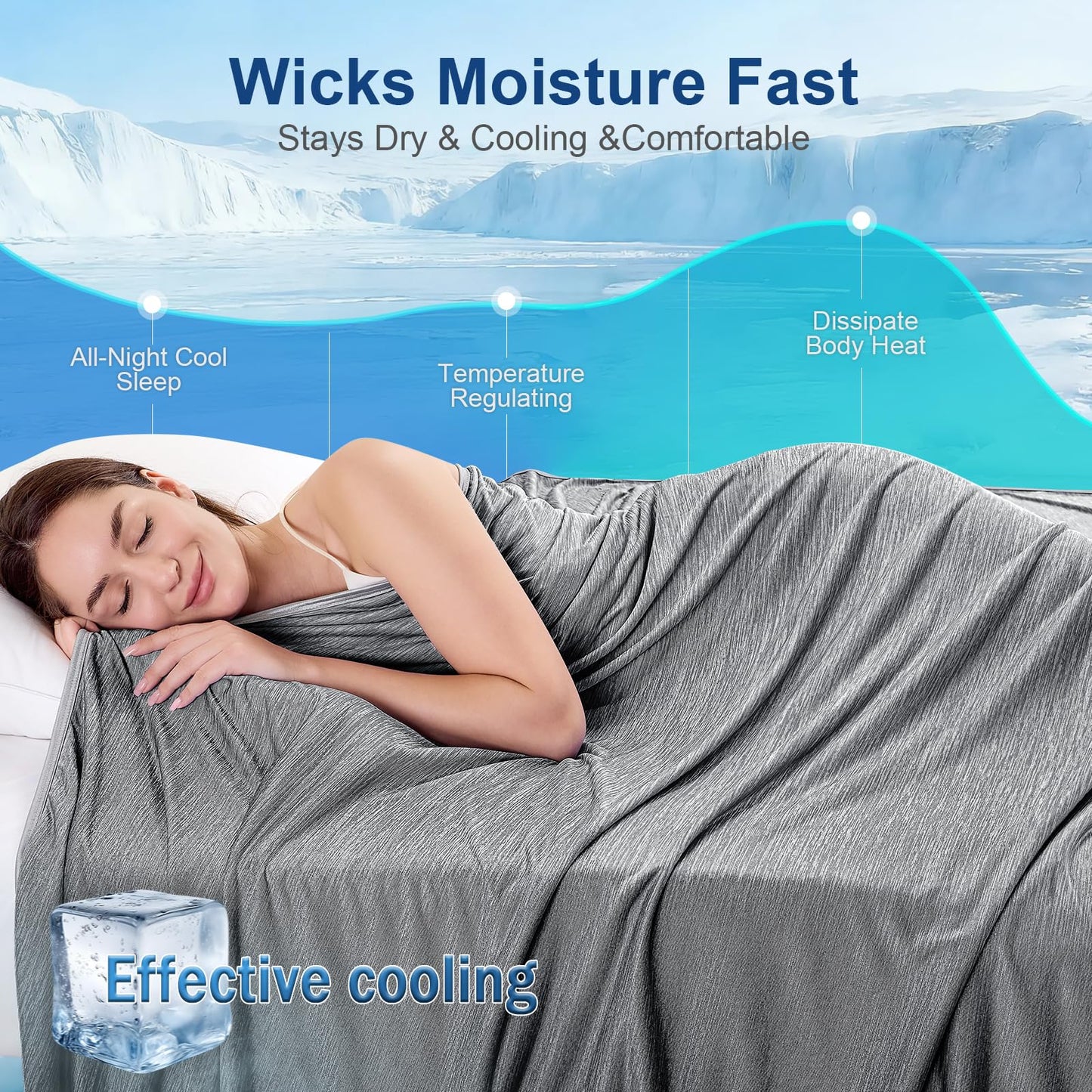 KMUSET Cooling Blanket Twin (60"X80") Breathable Summer Blanket, Dual-Sided Cooling Fabric, Lightweight Mothers Gifts Blankets for Couch or Bed,Cold Blankets for Hot Sleepers, Teens & Adults,Grey