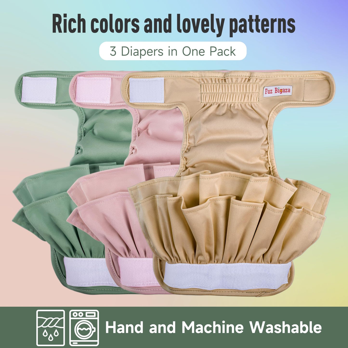 Female Dogs Diapers Belly Bands(3Pack), Washable Reusable Female Skirt Doggy Wraps Panties for Doggie Puppy Pooping Potty Training Incontinence Marking Pañal para Perro XLarge