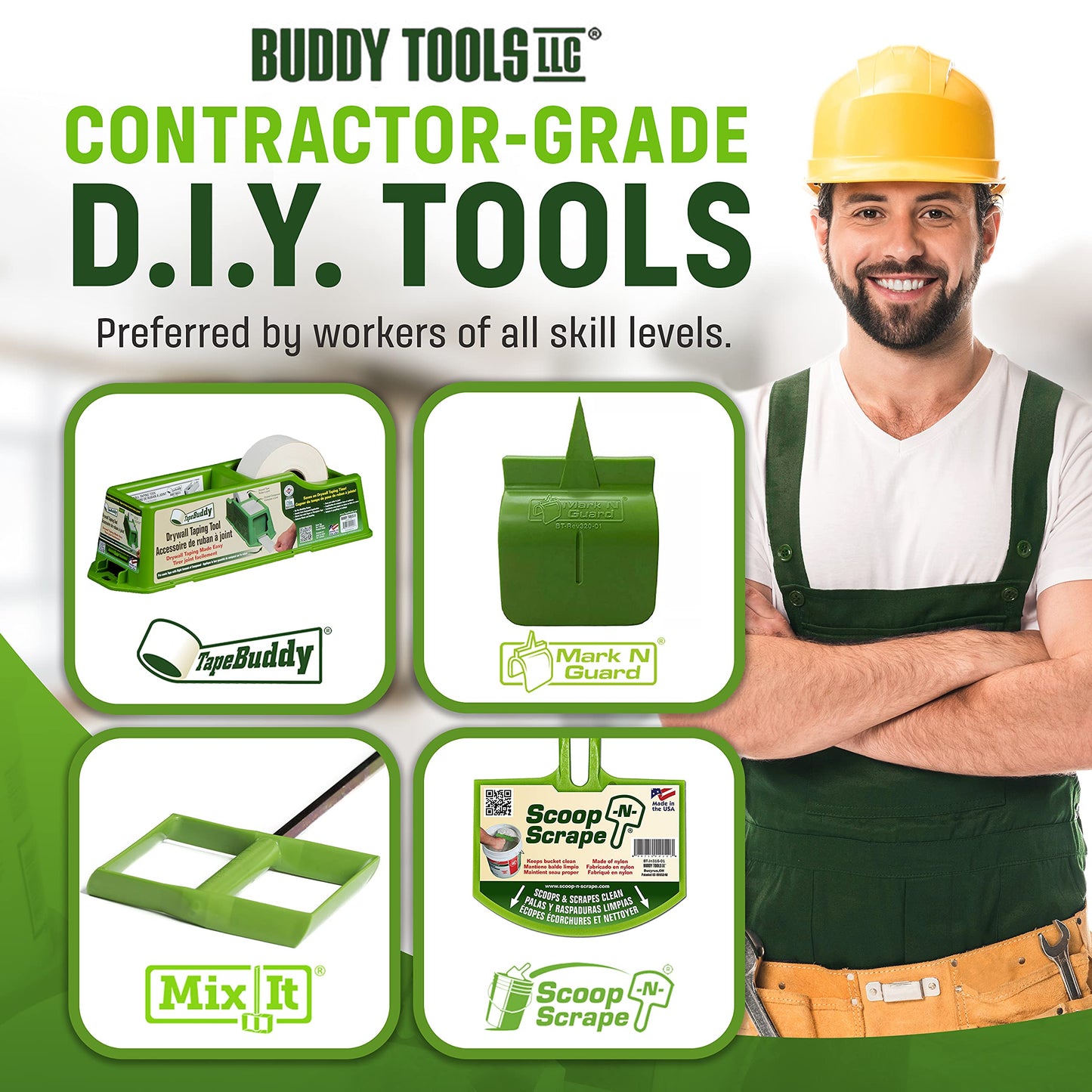 Buddy Tools Mix It, 20" Length – Mud Mixer with Durable ABS Paddle – Efficient Paint Mixer for Drill – Easy-to-Use & Rust-Resistant Mixing Paddle for Mud, Paint, and More