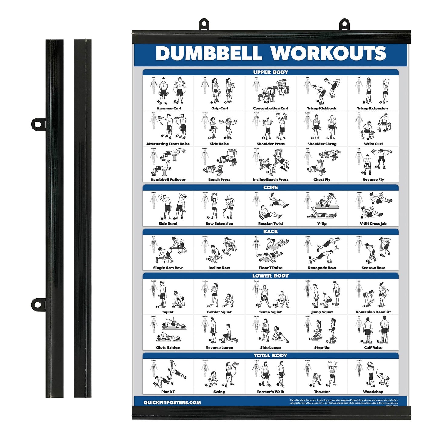 Palace Learning Plastic Poster Frame Hanger Clip Kit - Black, 18" x 24" & 18" x 27" - Vertical Layout (10 Pack)