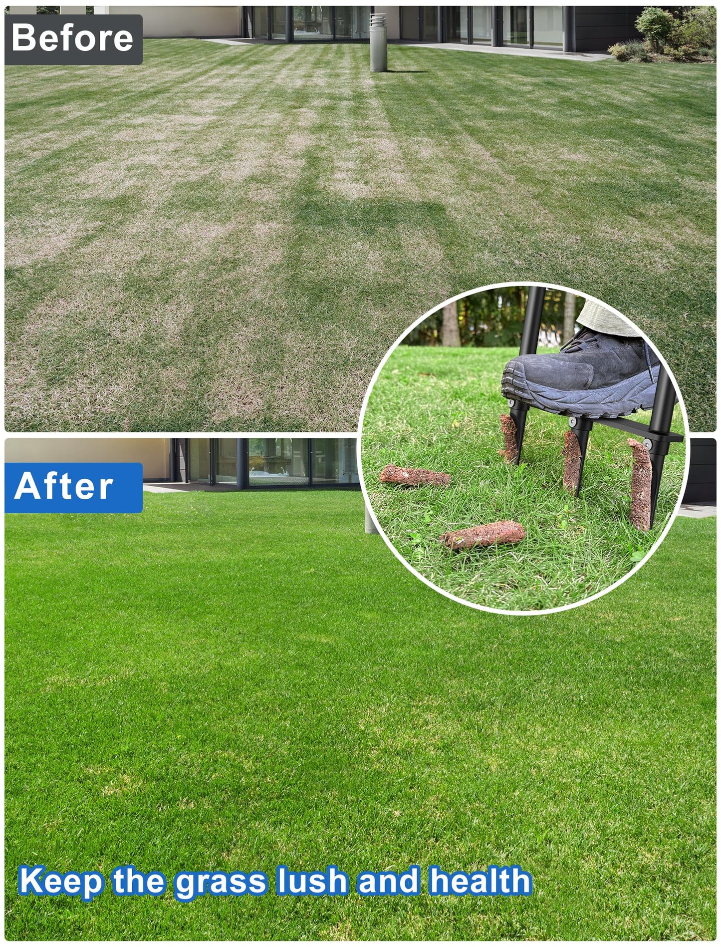 Lawn Aerator Tool, Core Aerator Lawn Tool with Alloy Steel Material, Sturdy Grass Aerator for Lawn Health Soil Yard Aerator