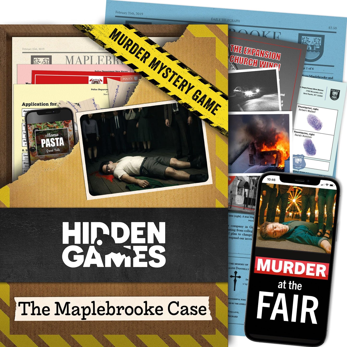 Hidden Games Murder Mystery Game – Canadian Version – Solve a Crime at a Folk Festival – Detective Investigation with 30+ Clues – Board Game for Teens, Adults, Couples & Groups – The Maplebrooke Case
