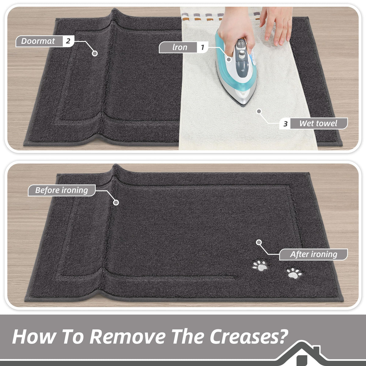 BEQHAUSE Dog Door Mat for Dirty Wet Paws 24"x36", Absorbent Dirt Trapper Entryway Rug Non-Slip Washable Welcome Mat Soft Stain Resistant for Dogs Entry Indoor Door Mat, Dark Grey Dark Grey