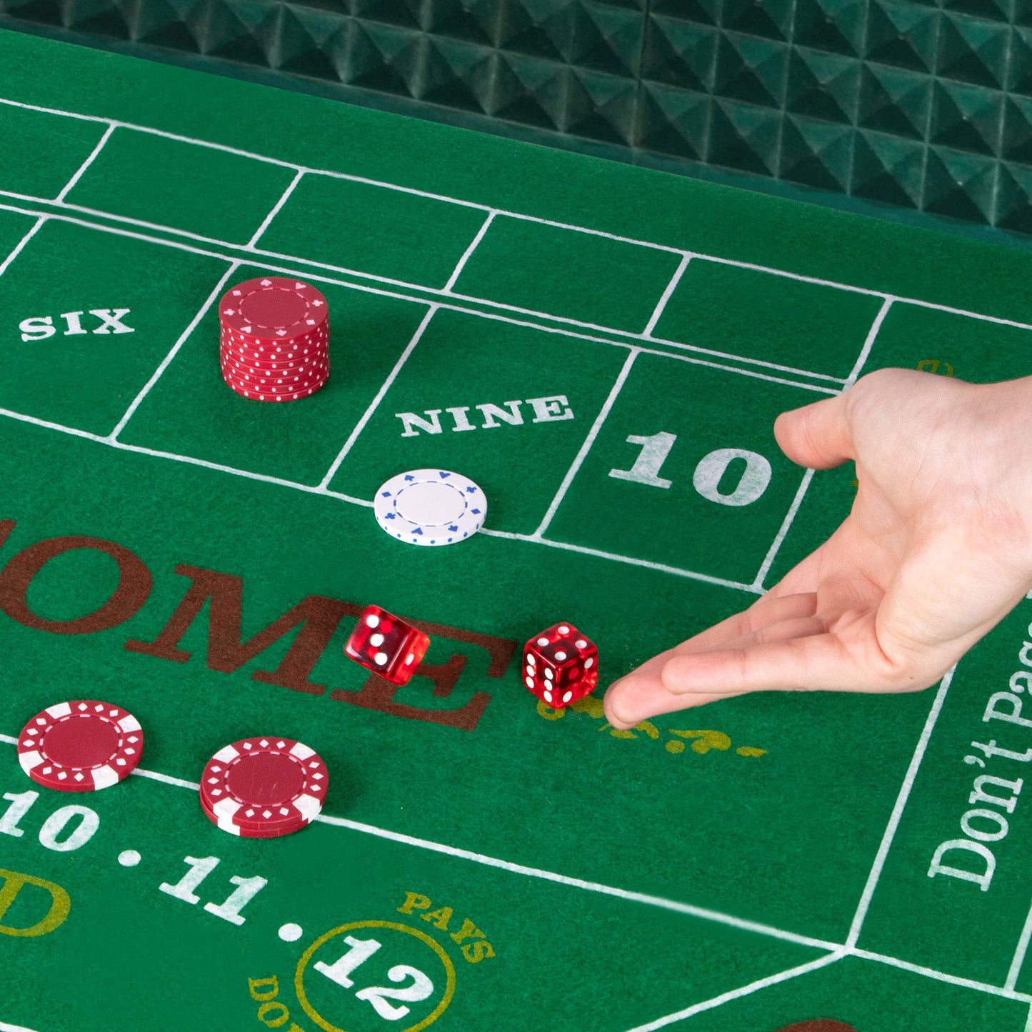 Brybelly 4-in-1 Casino Game Mats - Blackjack, Craps, Roulette & Texas Hold'em - Green Felt Double Sided - 18" x 36" - Perfect for Casino Game Night