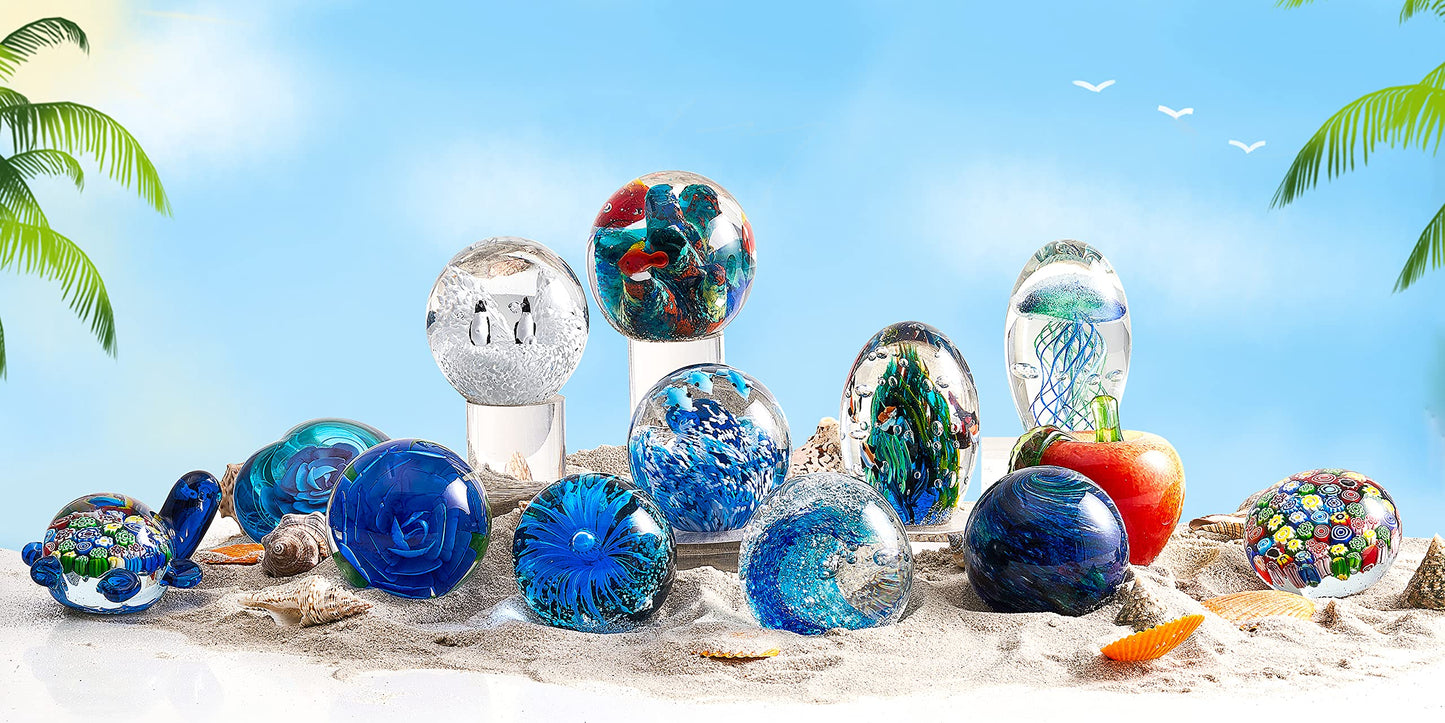 Hand Blown Underwater World of Glass,Office Paperweight Glass for Desk,Home Decor Collectible,Aquarium Decor,Office Decor Ocean Lovers