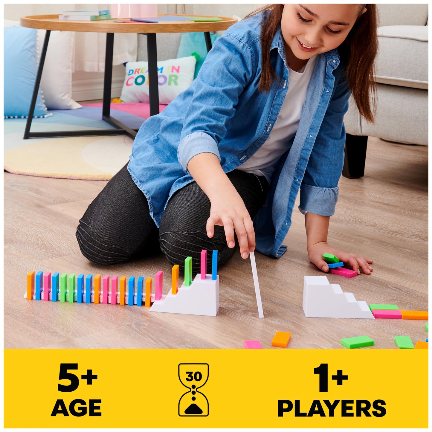 Spin Master Games, Lily Hevesh H5 Domino Creations 100-Piece Neon Dominoes Set, Building Toys for Kids & Family, Classic Activity Game, 1 & Up Players, for Ages 5 & Up