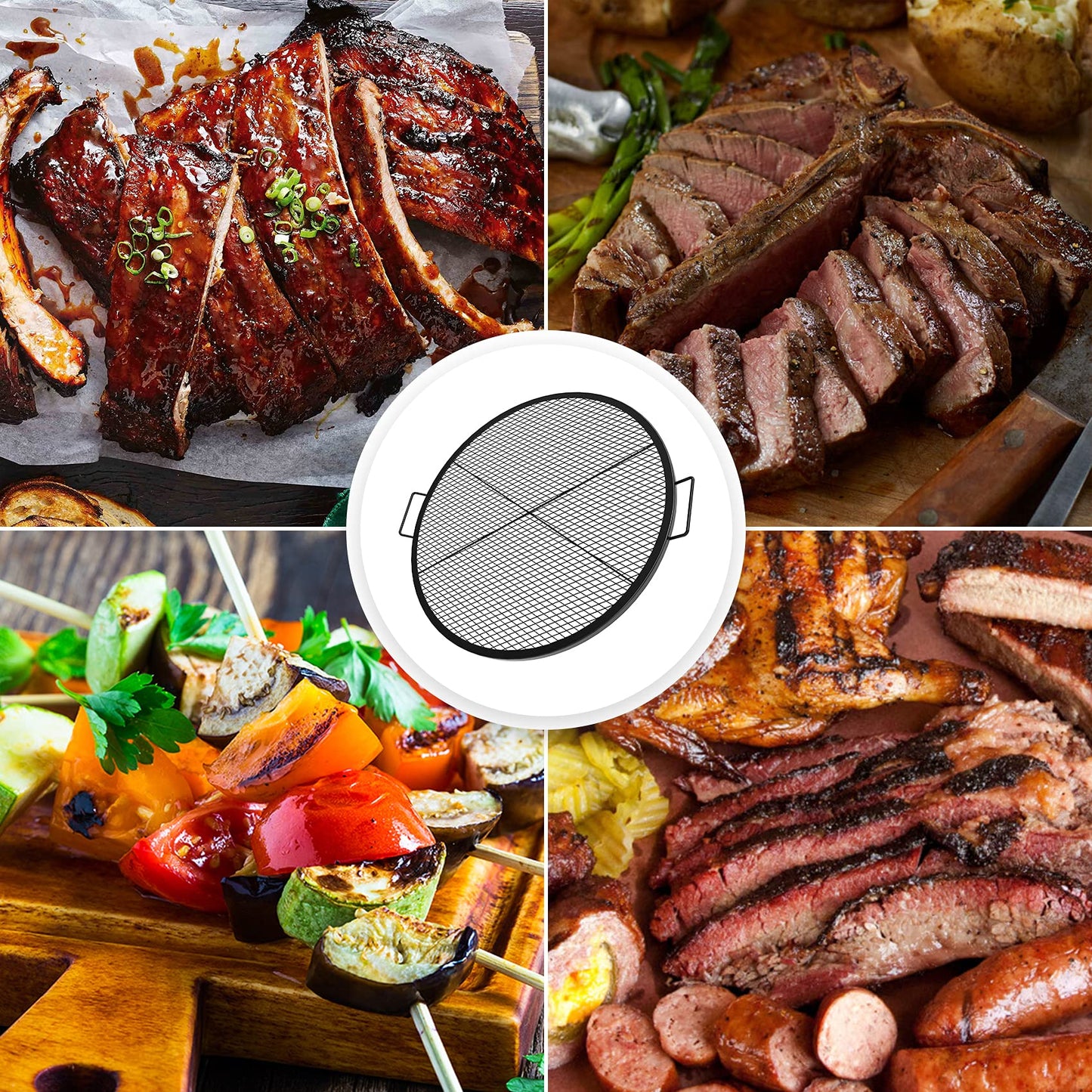 Stanbroil Heavy Duty X-Marks Fire Pit Cooking Grill Grates with Support X Wire, 24" Outdoor Round Cooking Grate BBQ Campfire Grill Grid - Camping Cookware