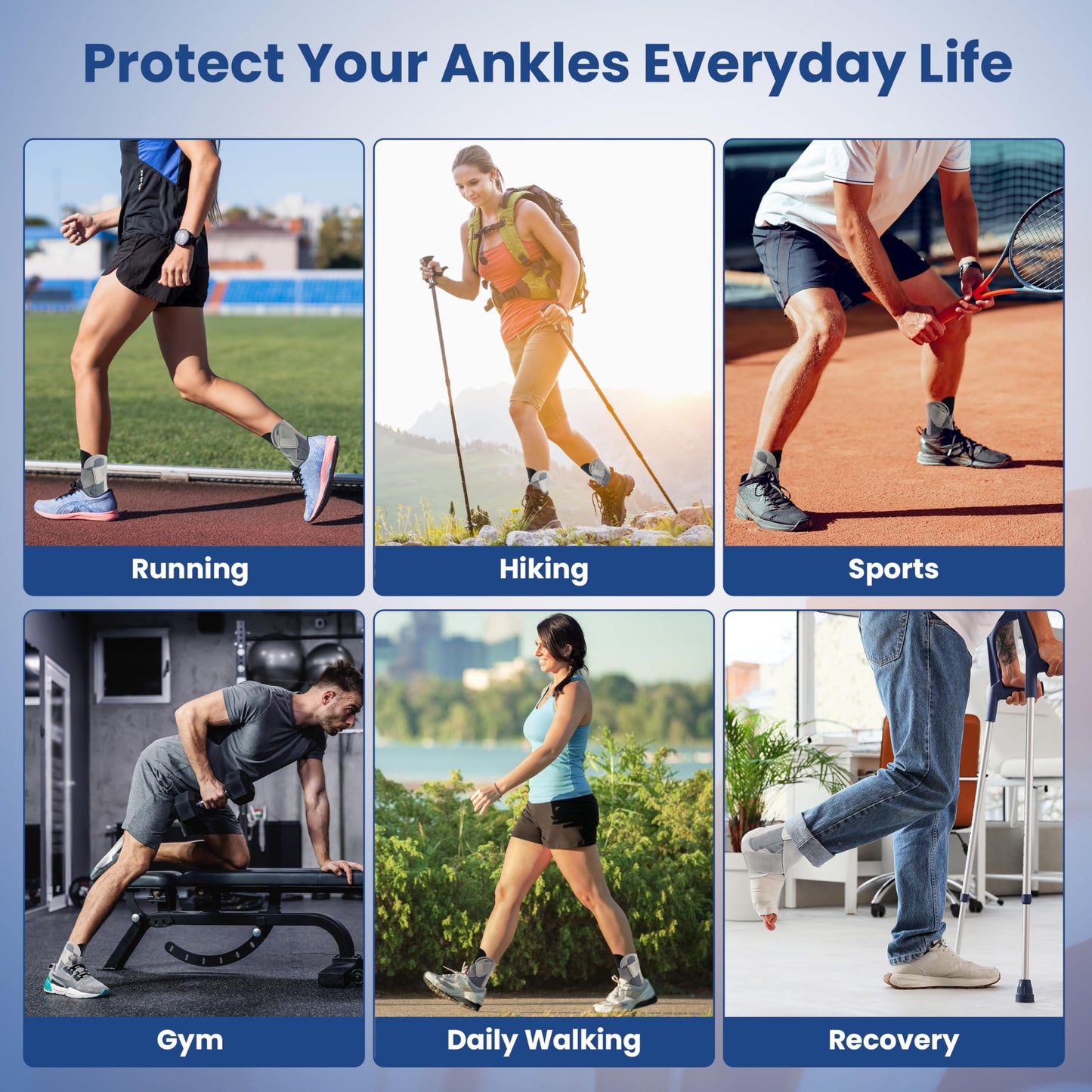 Ankle Brace for Women Men, Ankle Support Brace for Injury Recovery, Sprain, Achilles, Tendon, Ankle Support for Women Men with Adjustable Wrap, Ankle Stabilizer for Sports